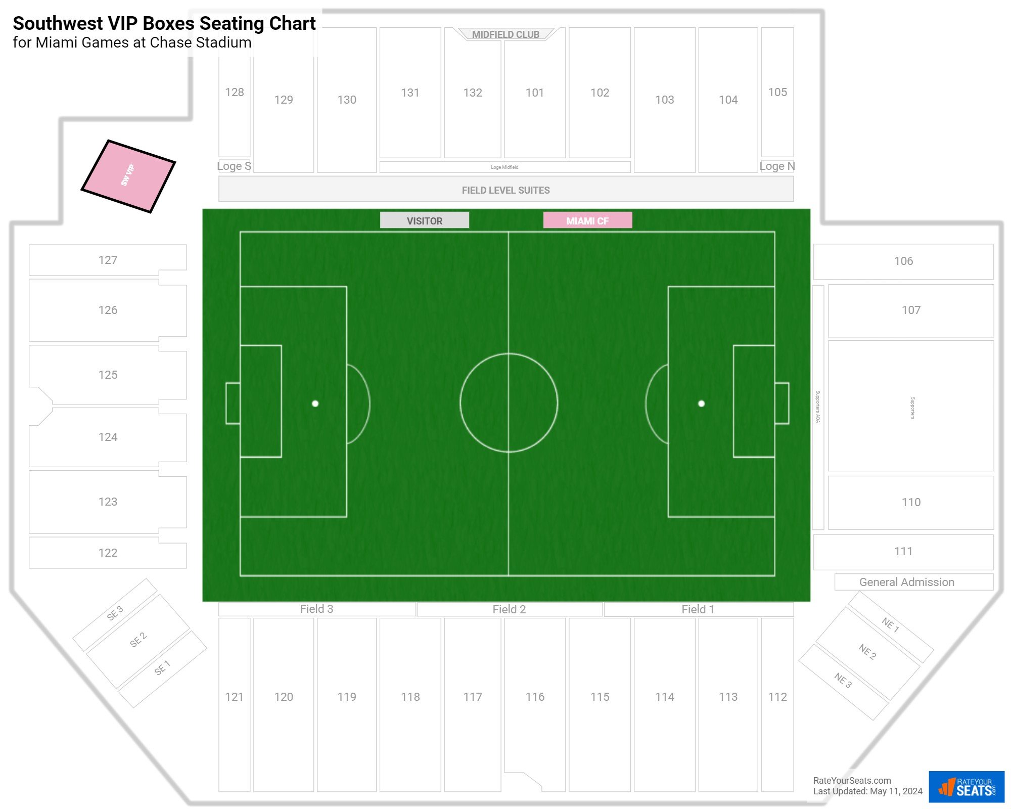 click to enlarge Miami Southwest VIP Boxes Seating Chart at Chase Stadium
