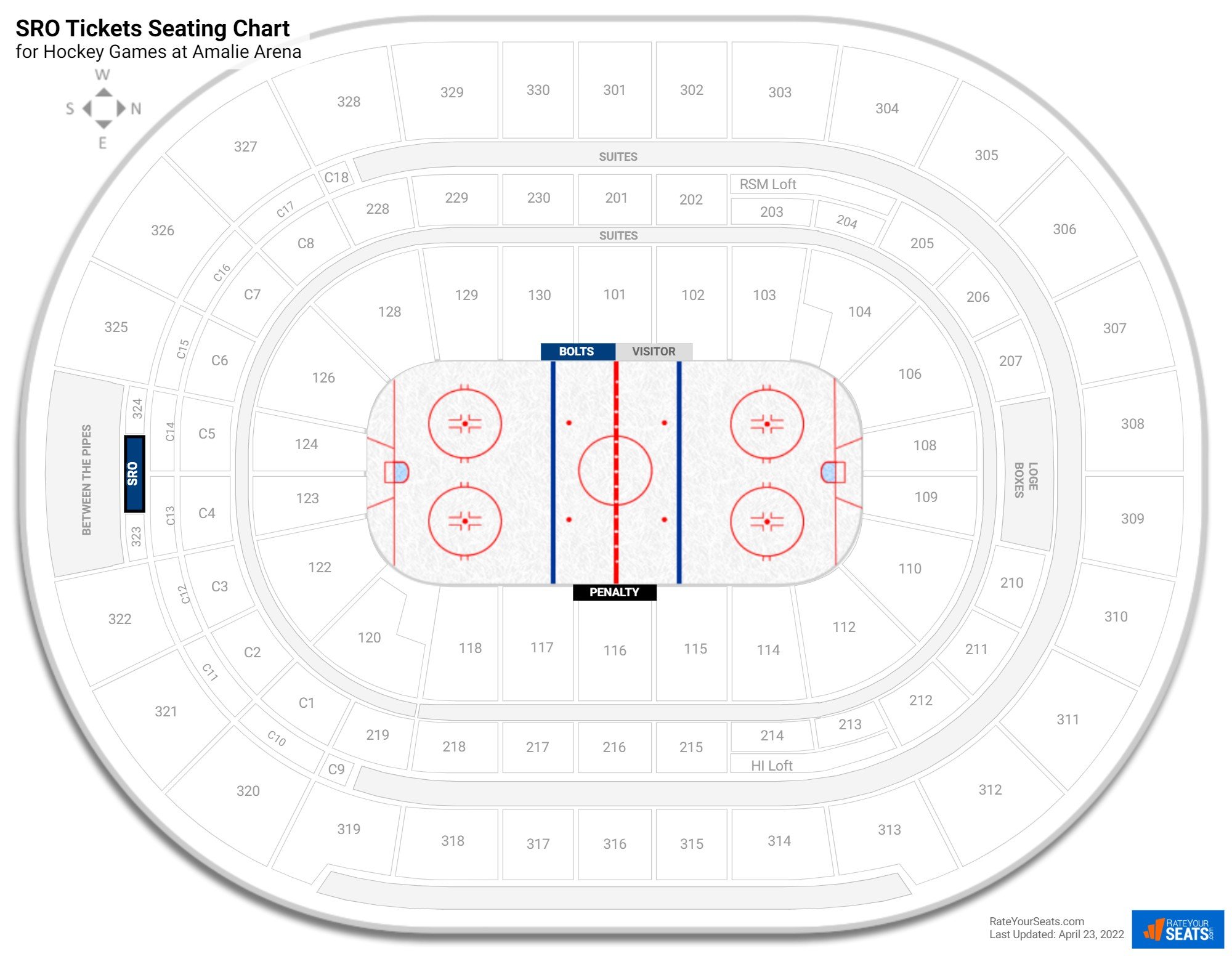 Hockey SRO Tickets Seating Chart at Amalie Arena