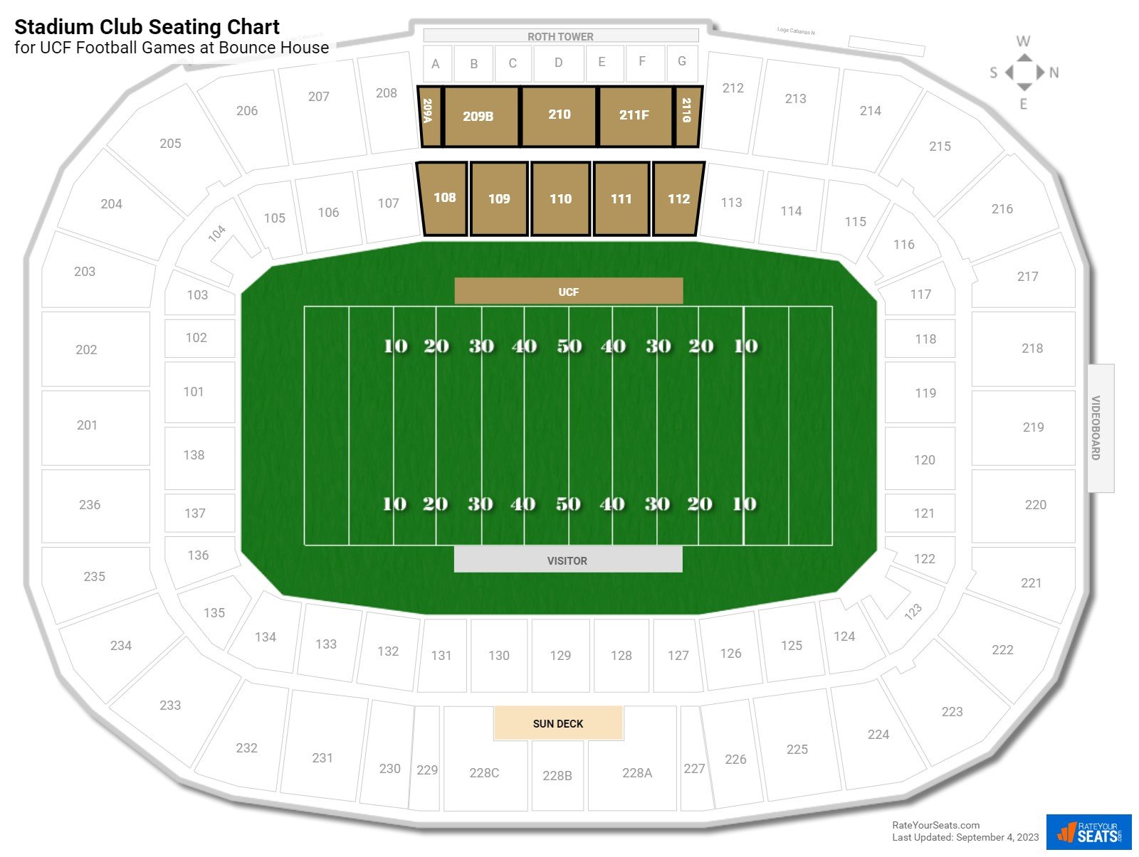 click to enlarge UCF Stadium Club Seating Chart at Bounce House