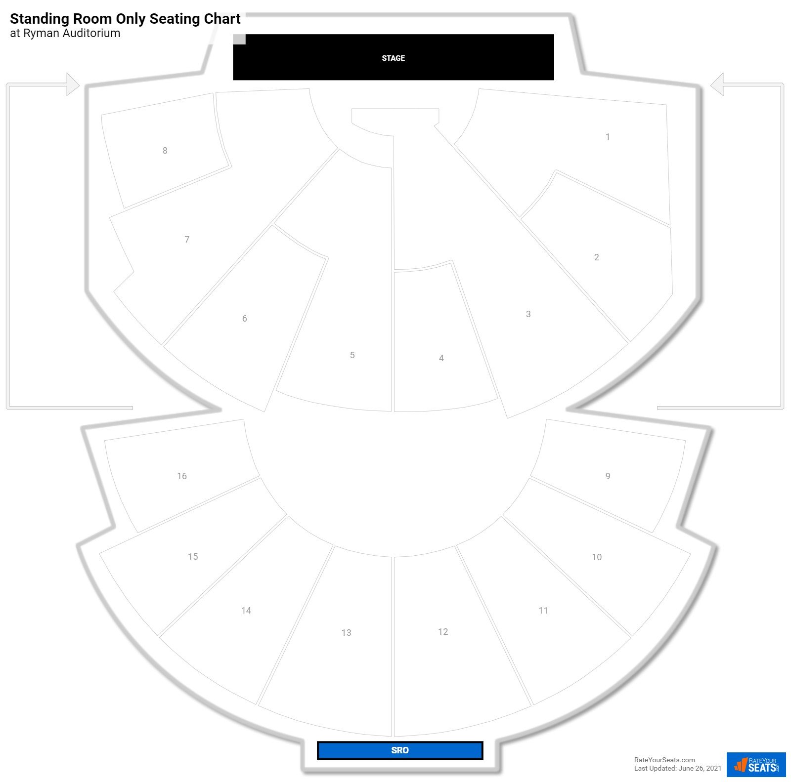 Concert Standing Room Only Seating Chart at Ryman Auditorium