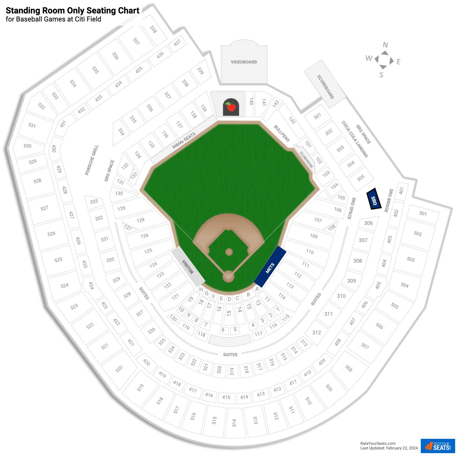 Baseball Standing Room Only Seating Chart at Citi Field
