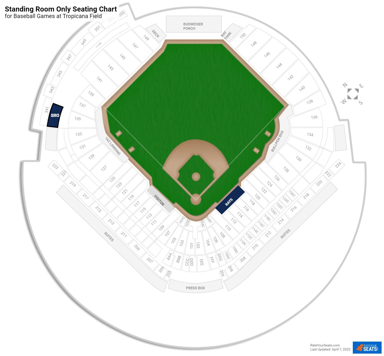 Baseball Standing Room Only Seating Chart at Tropicana Field