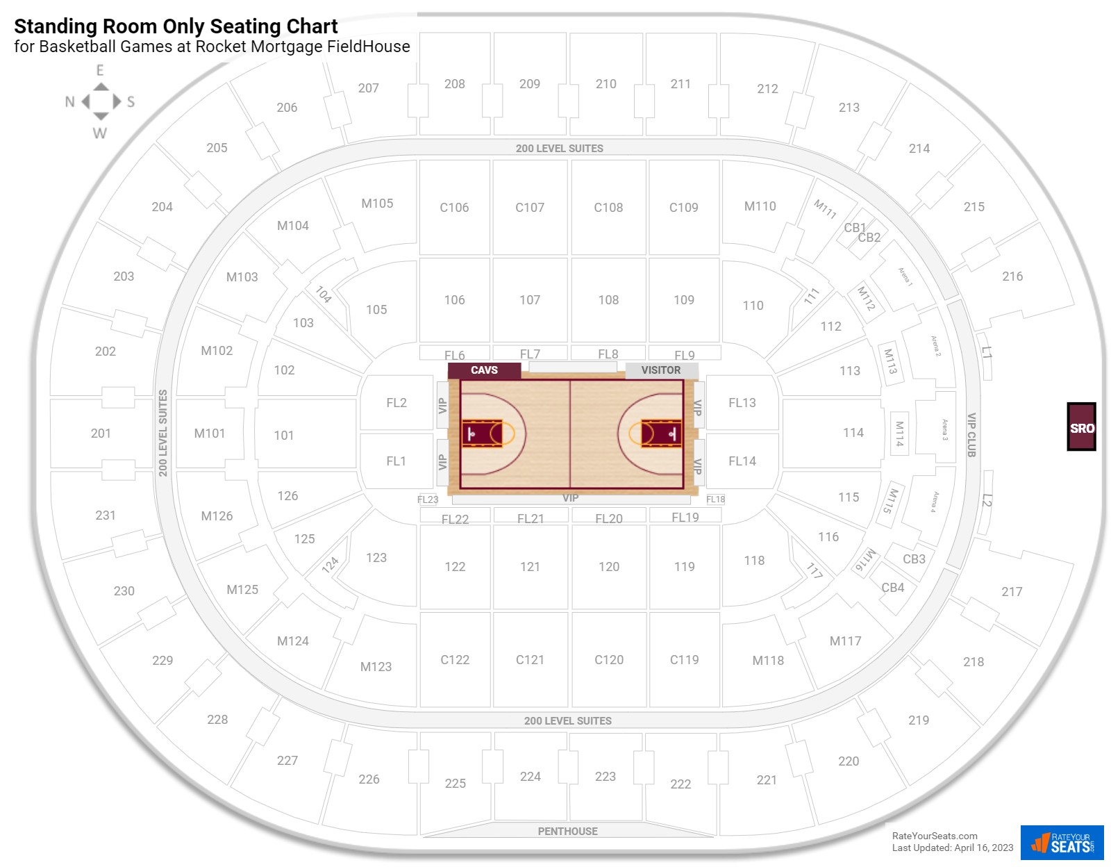 Basketball Standing Room Only Seating Chart at Rocket Mortgage FieldHouse