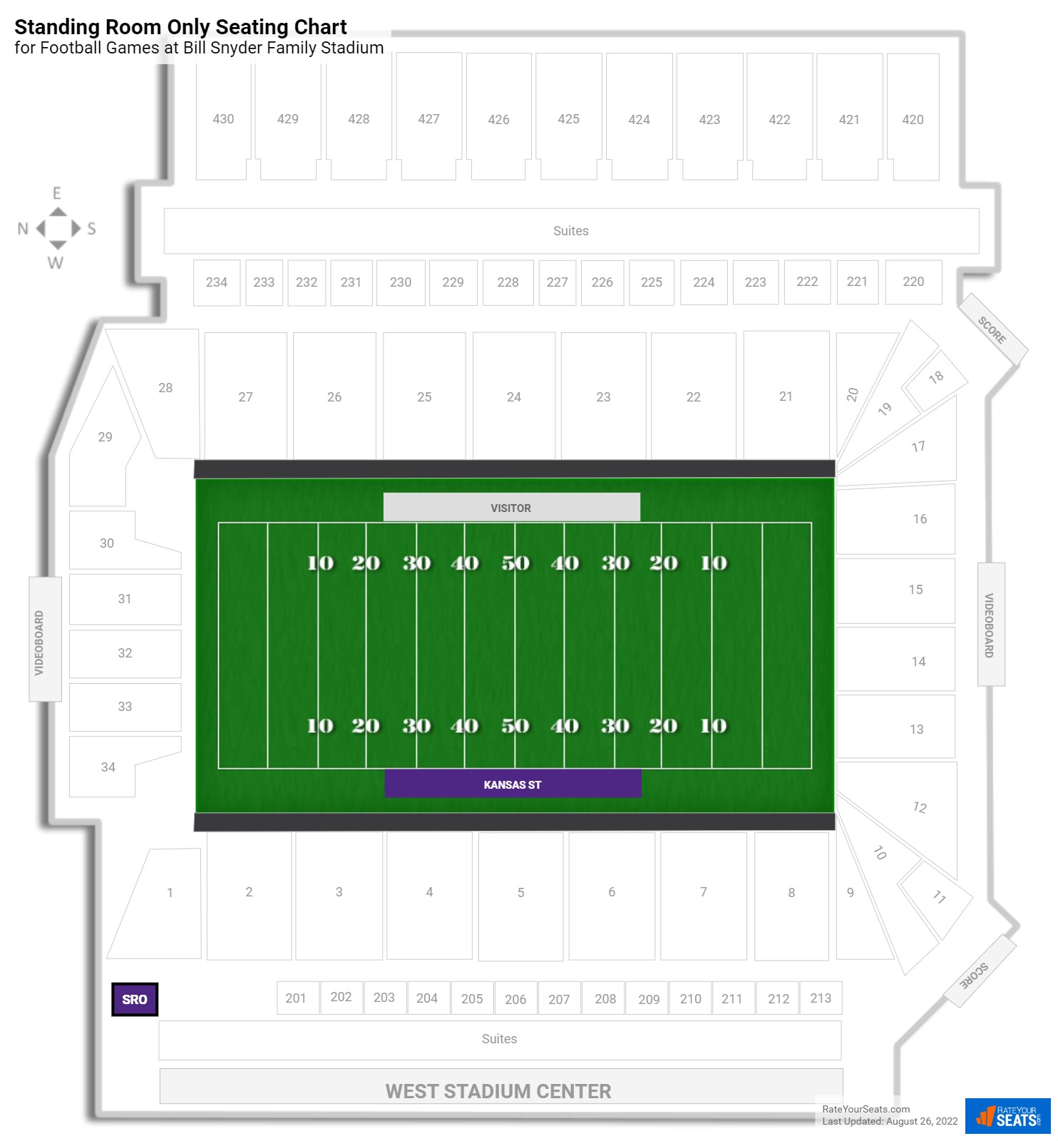 Football Standing Room Only Seating Chart at Bill Snyder Family Stadium