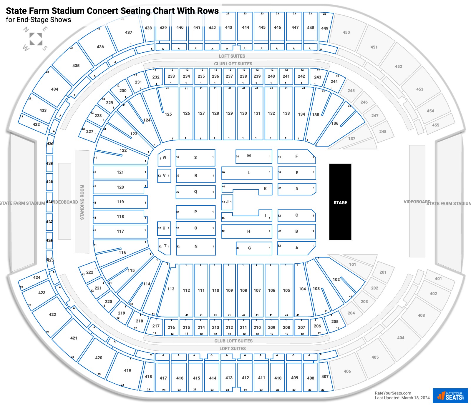 State Farm Stadium Seating Charts for Concerts - RateYourSeats.com