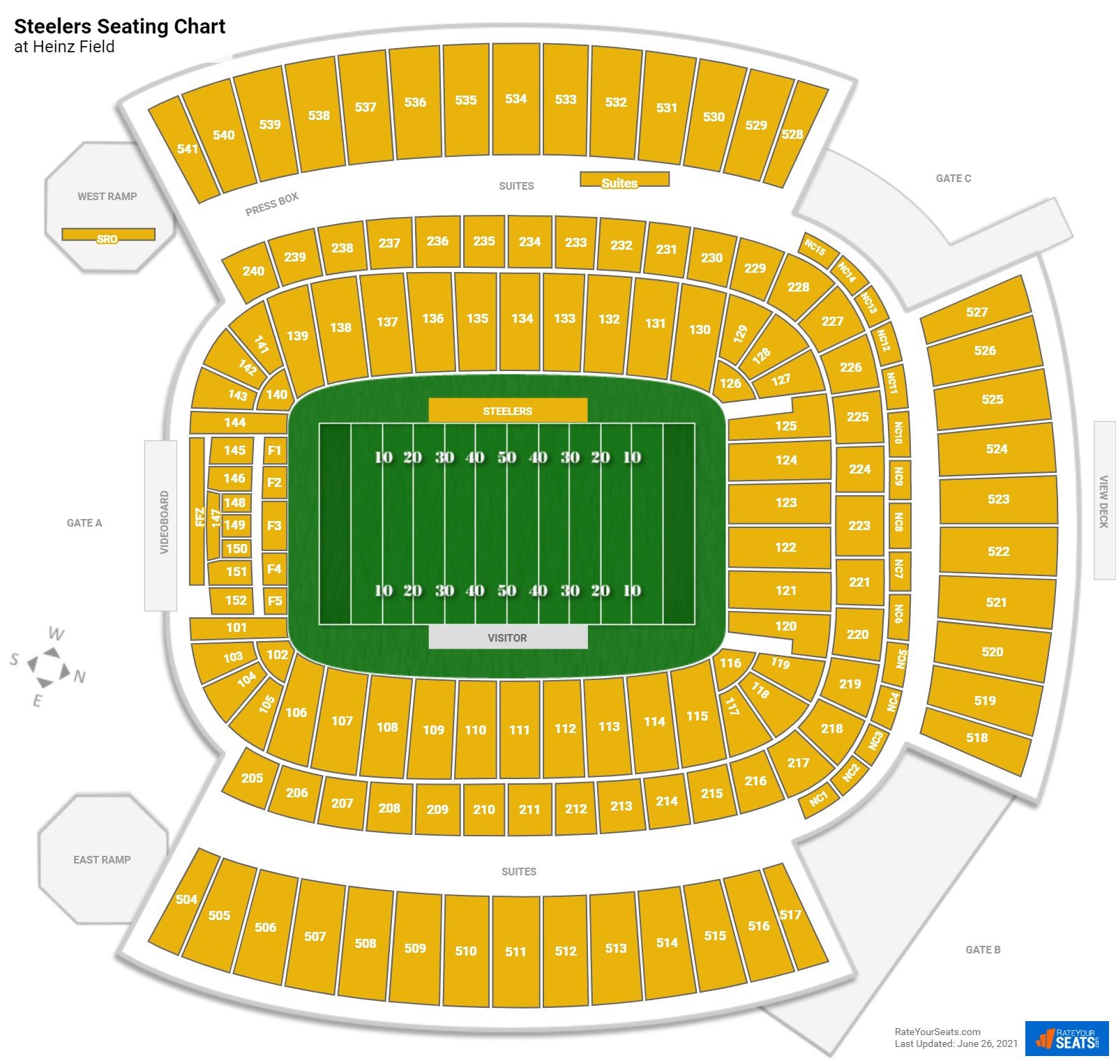 Pittsburgh Steelers Seating Chart at Acrisure Stadium