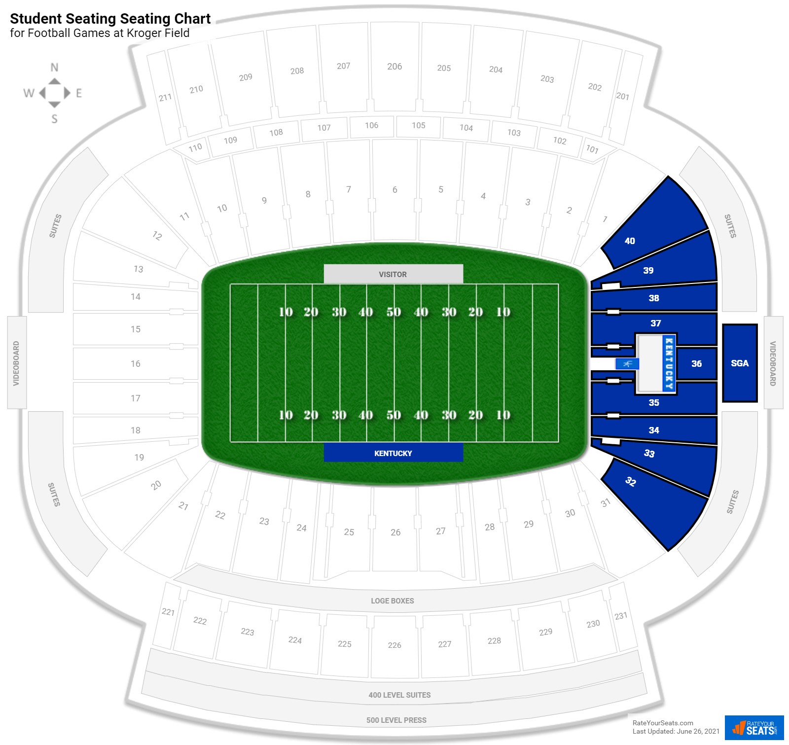 Football Student Seating Seating Chart at Kroger Field