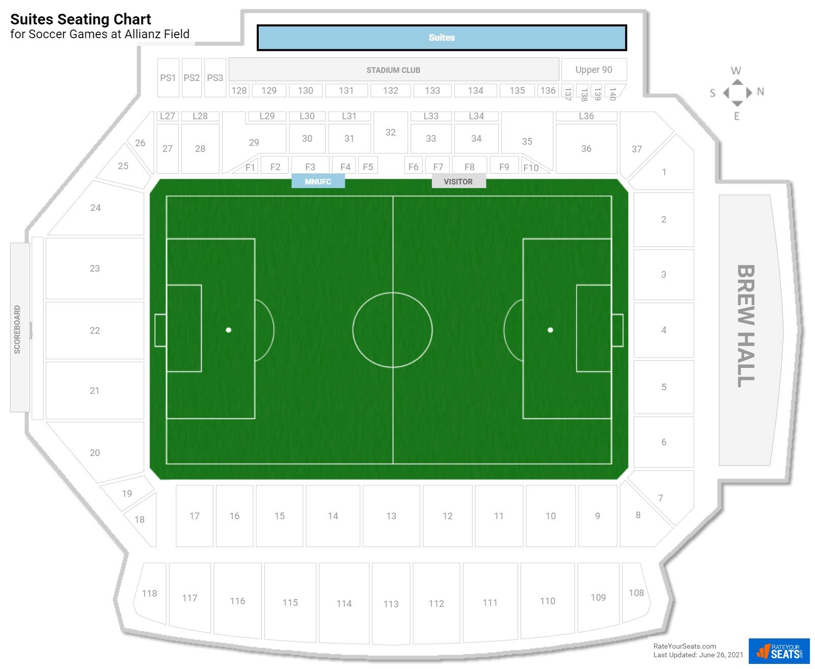 click to enlarge Soccer Suites Seating Chart at Allianz Field