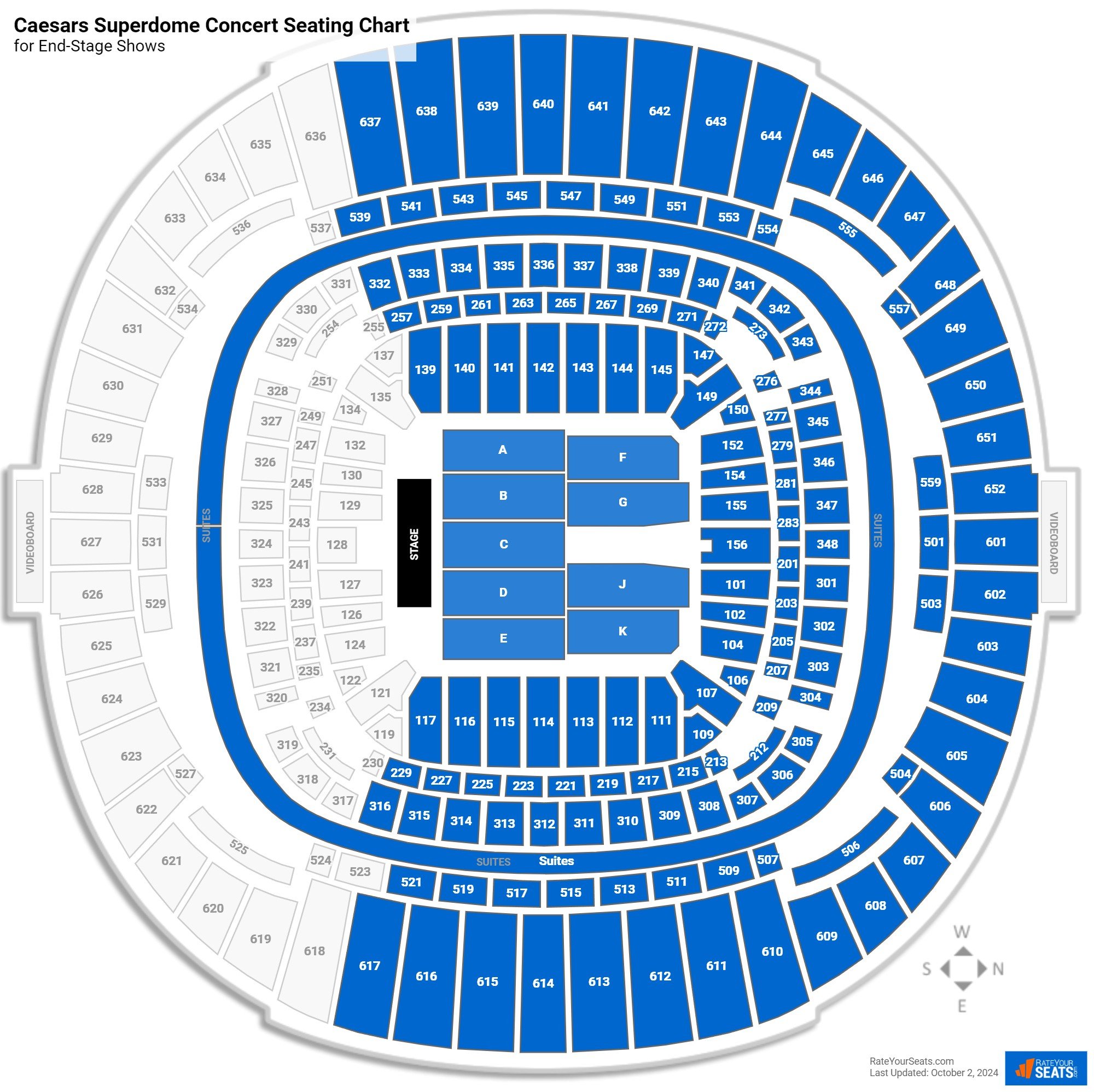 Caesars Superdome Seating Charts