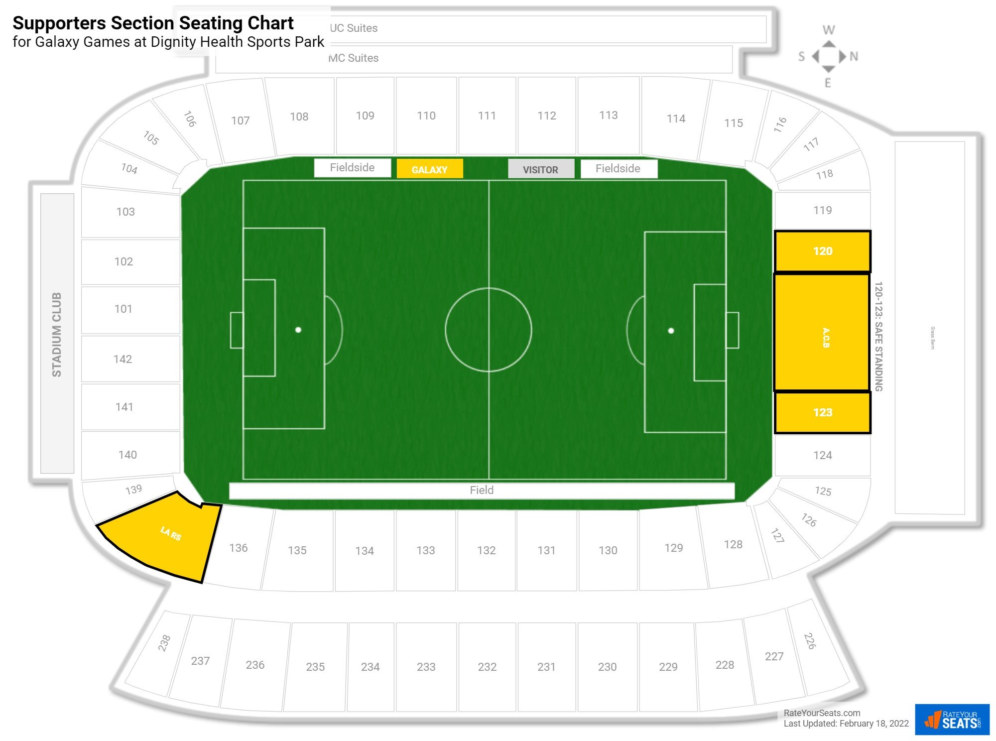 Galaxy Supporters Section Seating Chart at Dignity Health Sports Park