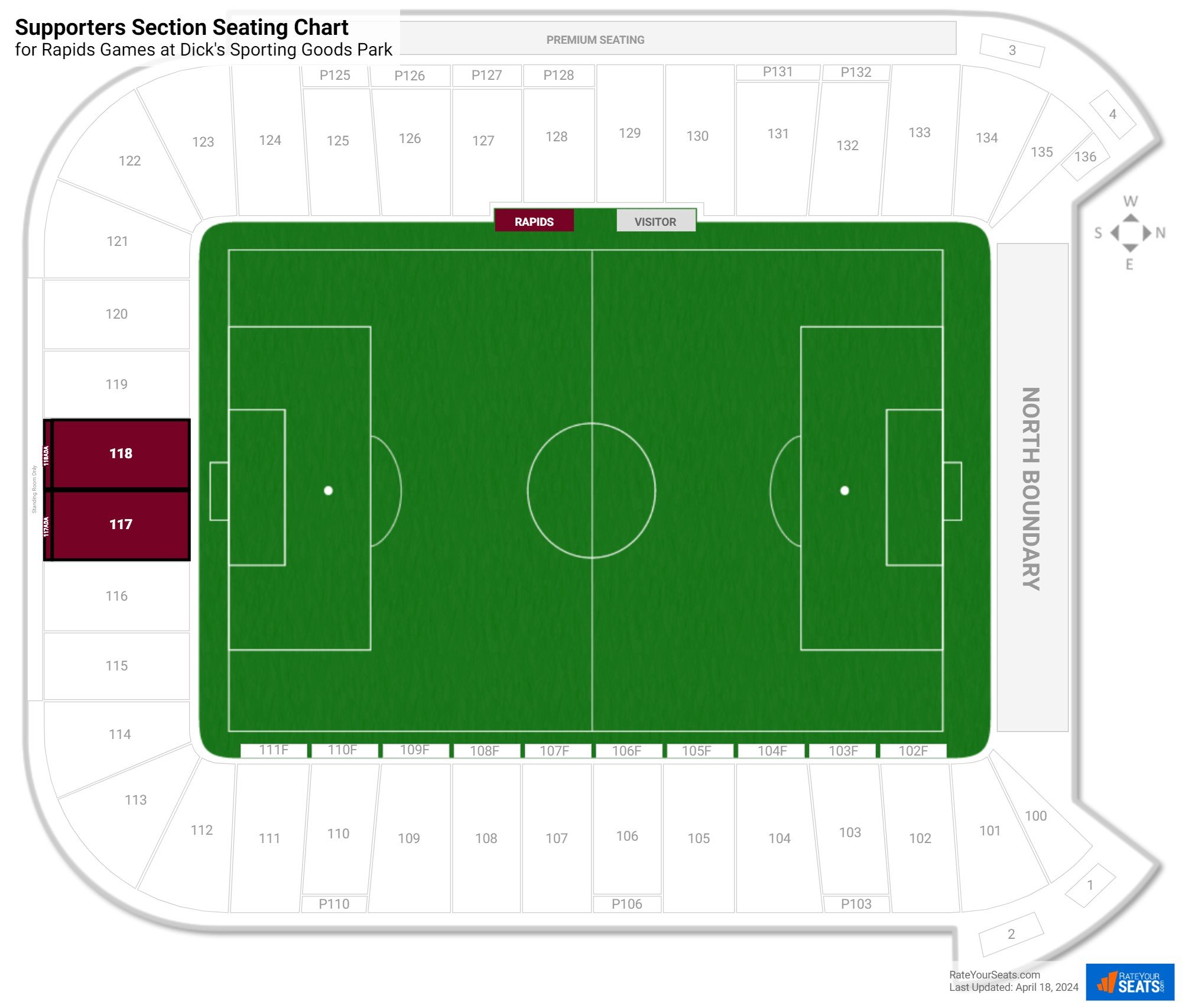 Rapids Supporters Section Seating Chart at Dick