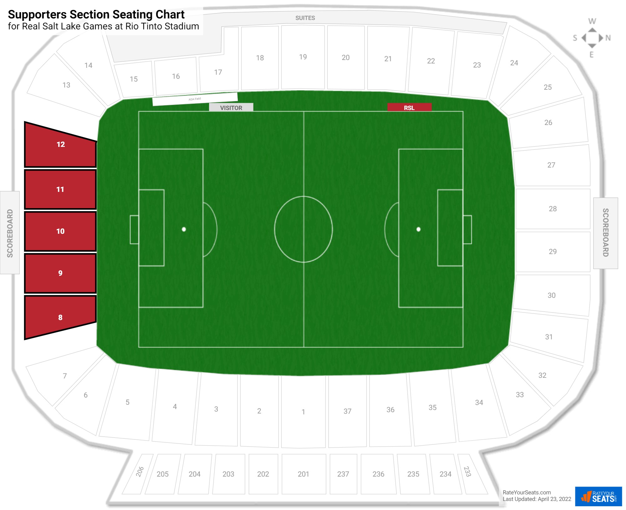 Real Salt Lake Supporters Section Seating Chart at Rio Tinto Stadium