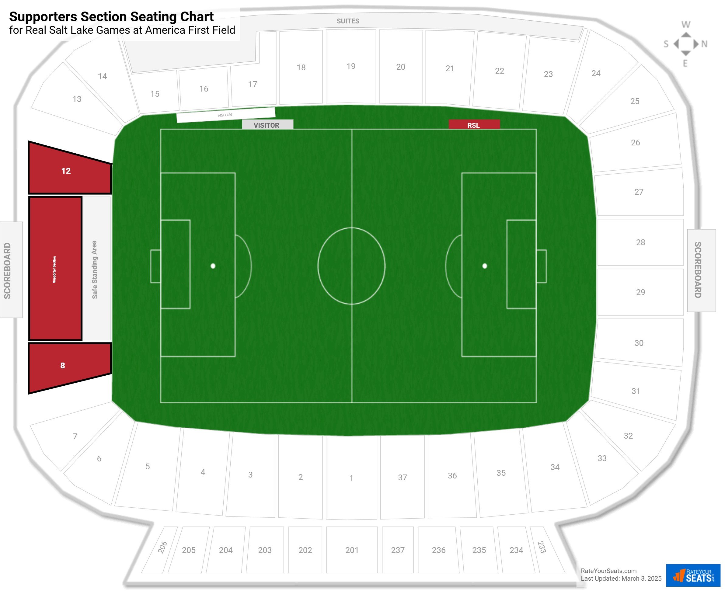 click to enlarge Real Salt Lake Supporters Section Seating Chart at America First Field