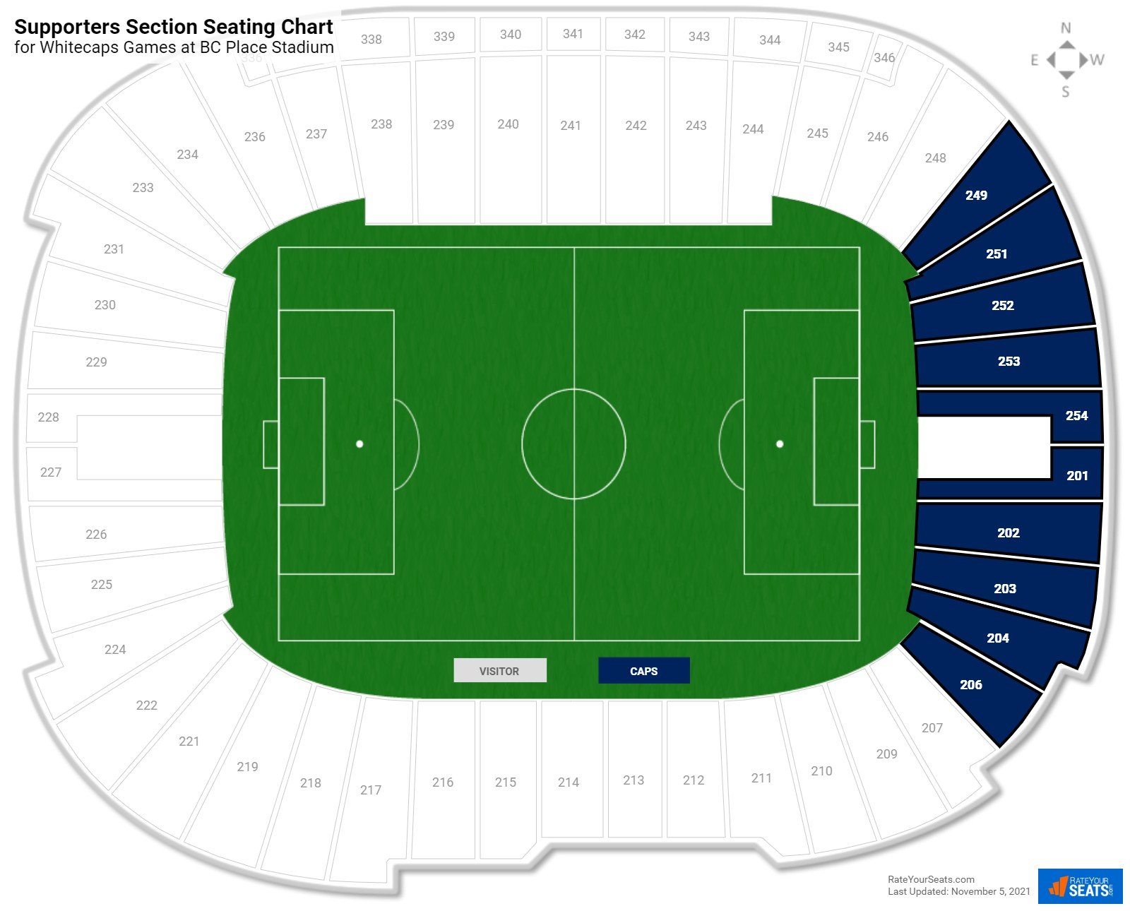 Whitecaps Supporters Section Seating Chart at BC Place Stadium