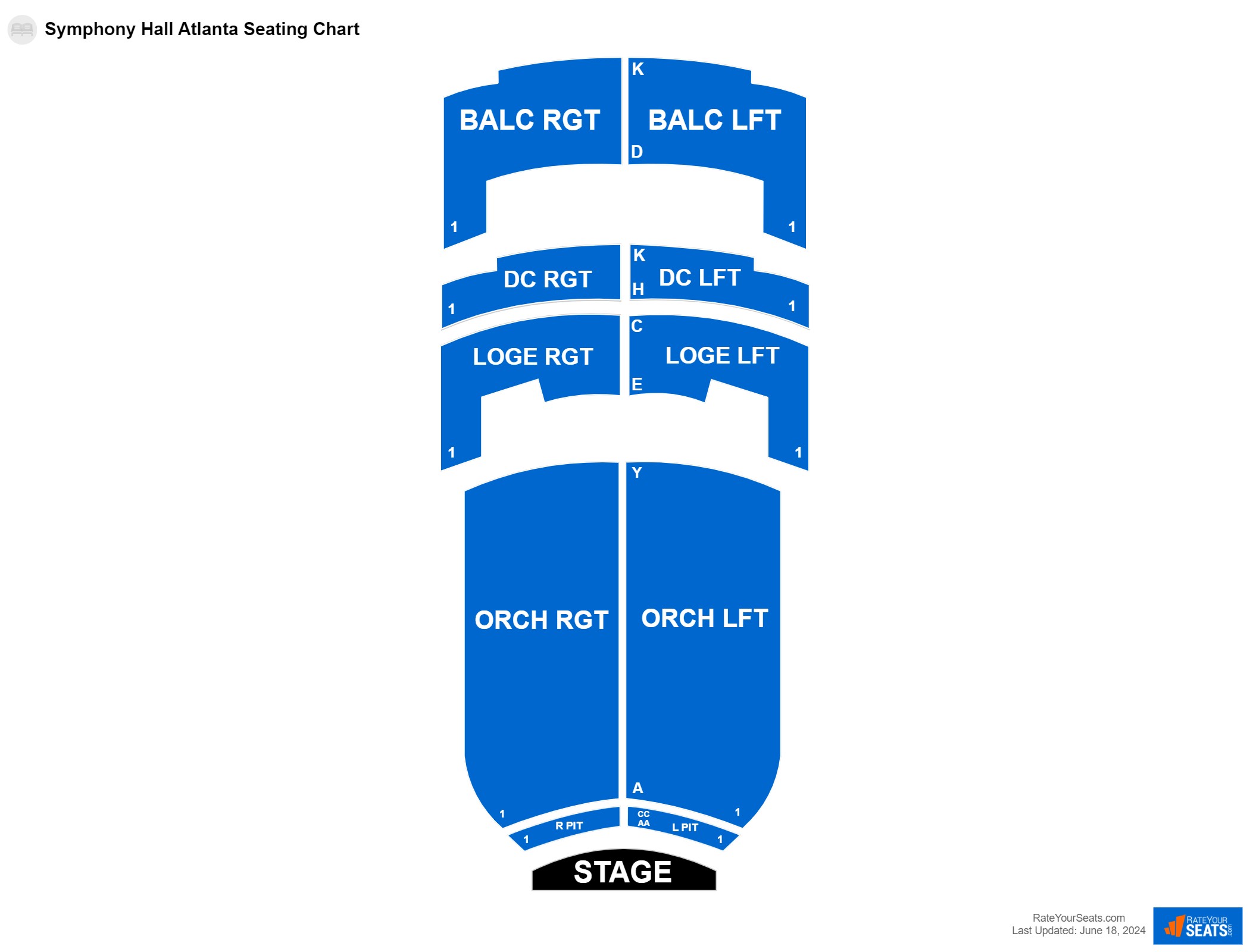 Interactive seating chart Comedy seating chart at Atlanta Symphony Hall