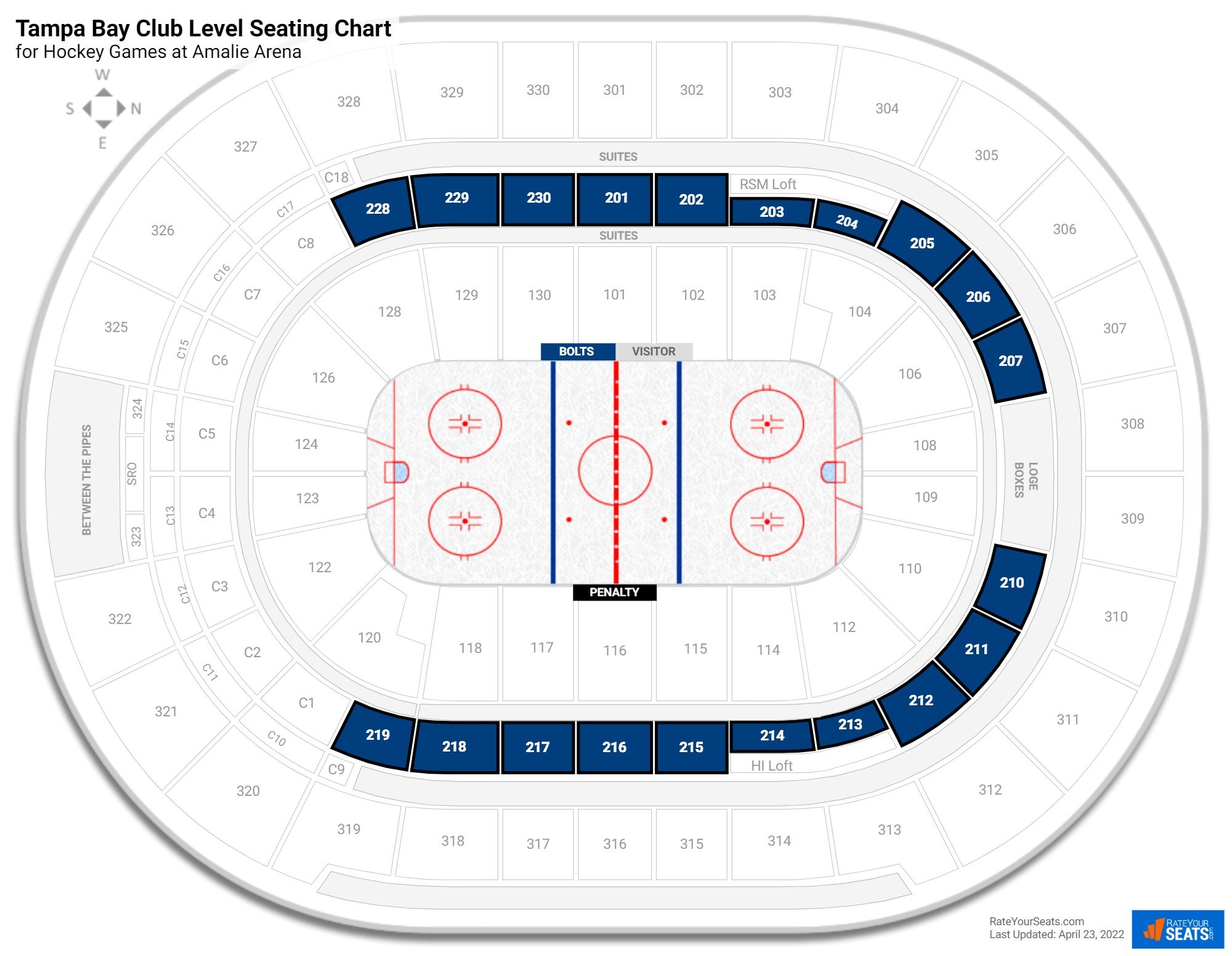 Individual Tickets - Amalie Arena Seating Chart With Rows And Seat