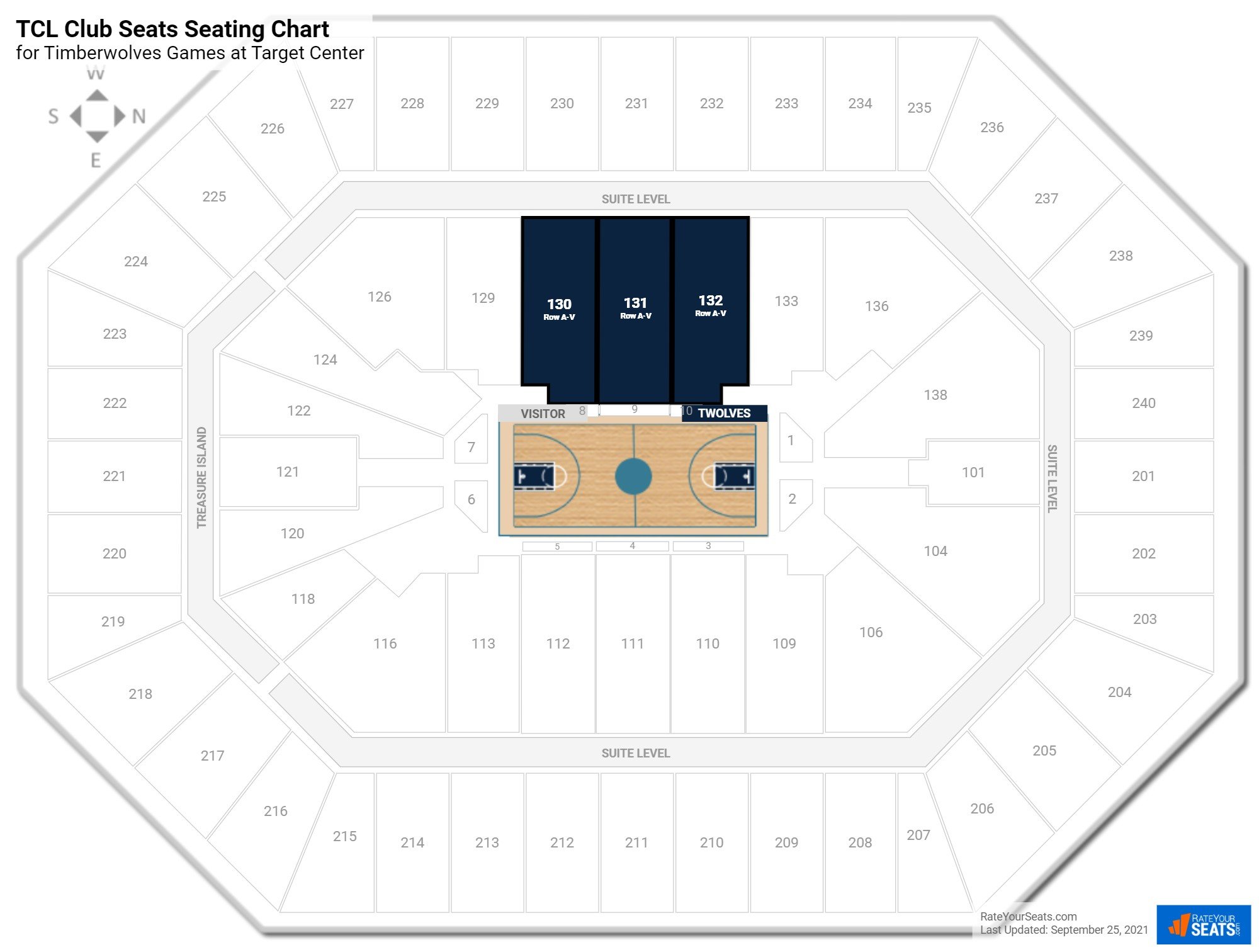 click to enlarge Timberwolves TCL Club Seats Seating Chart at Target Center