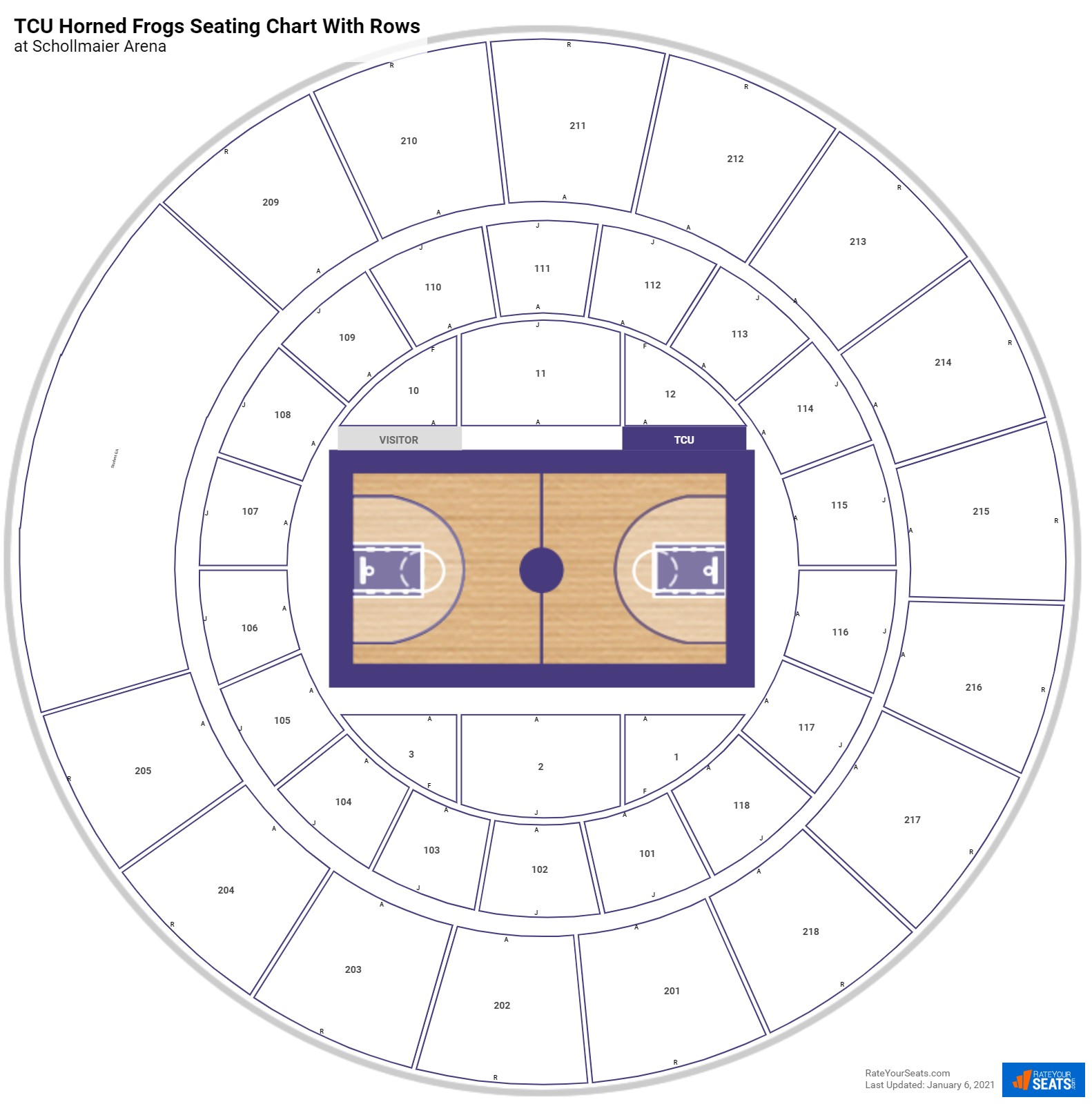 Schollmaier Arena seating chart with row numbers