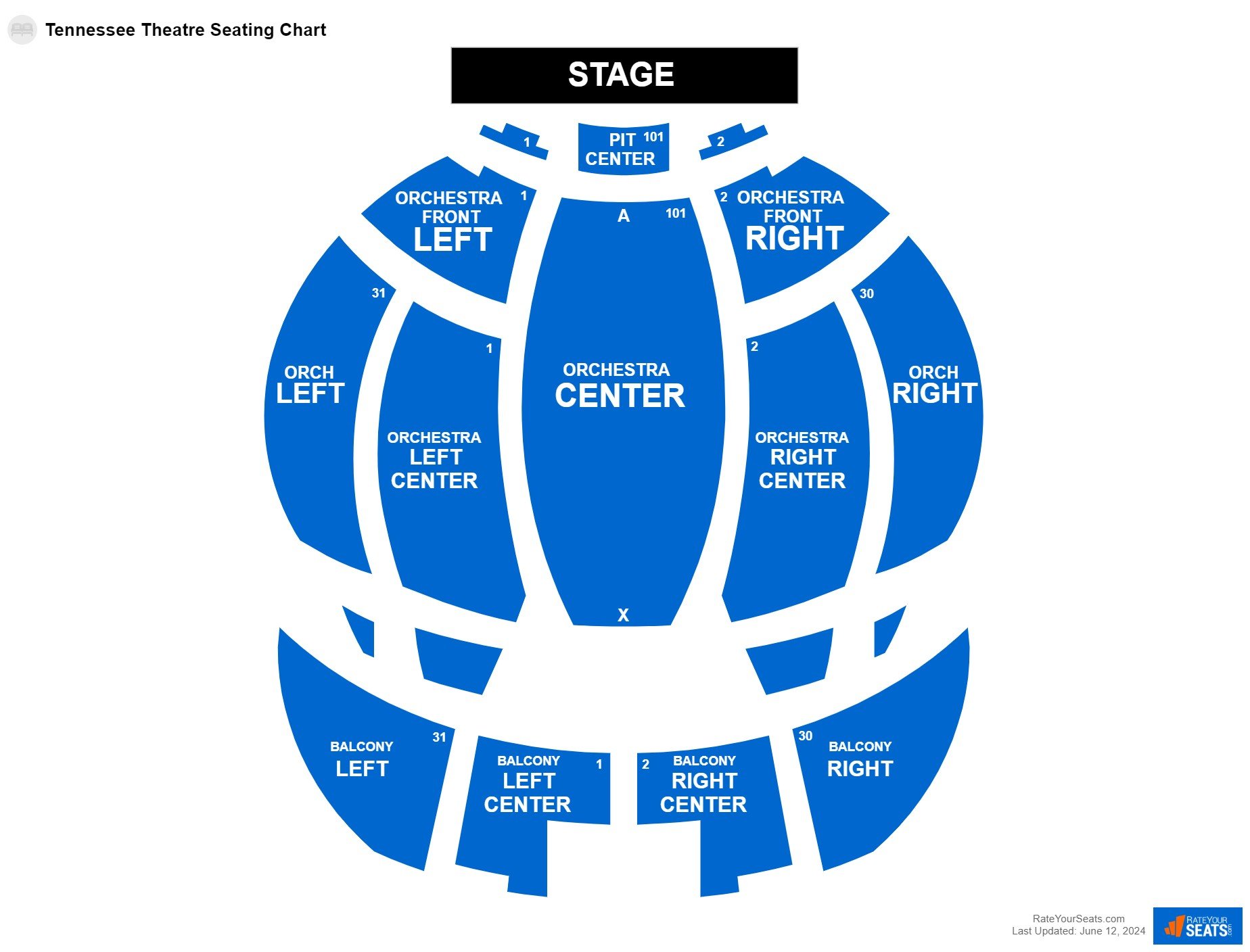 Interactive seating chart Comedy seating chart at Tennessee Theatre