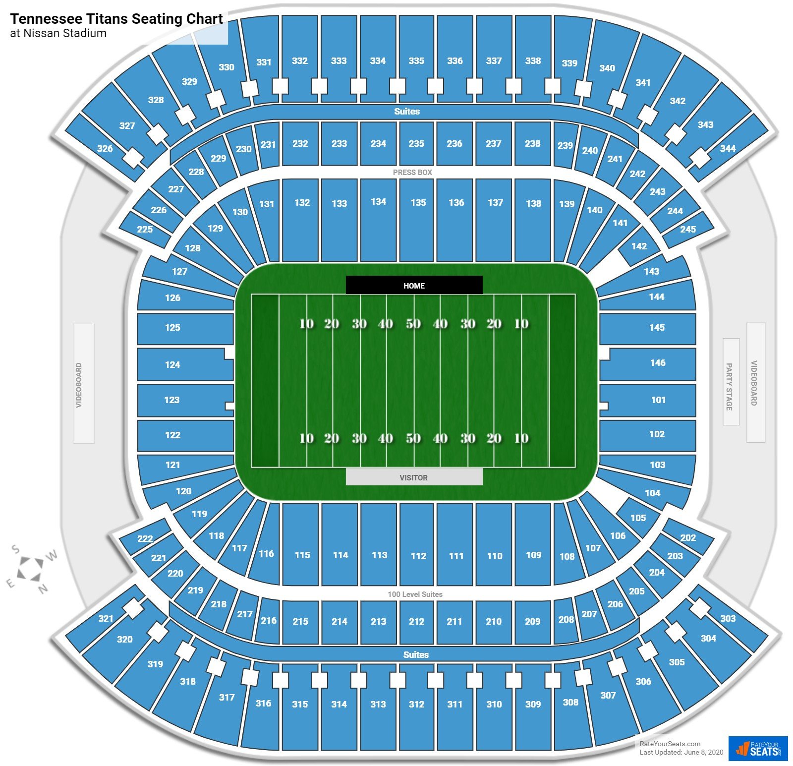 Nissan Stadium Seating Guide  Tennessee Titans 