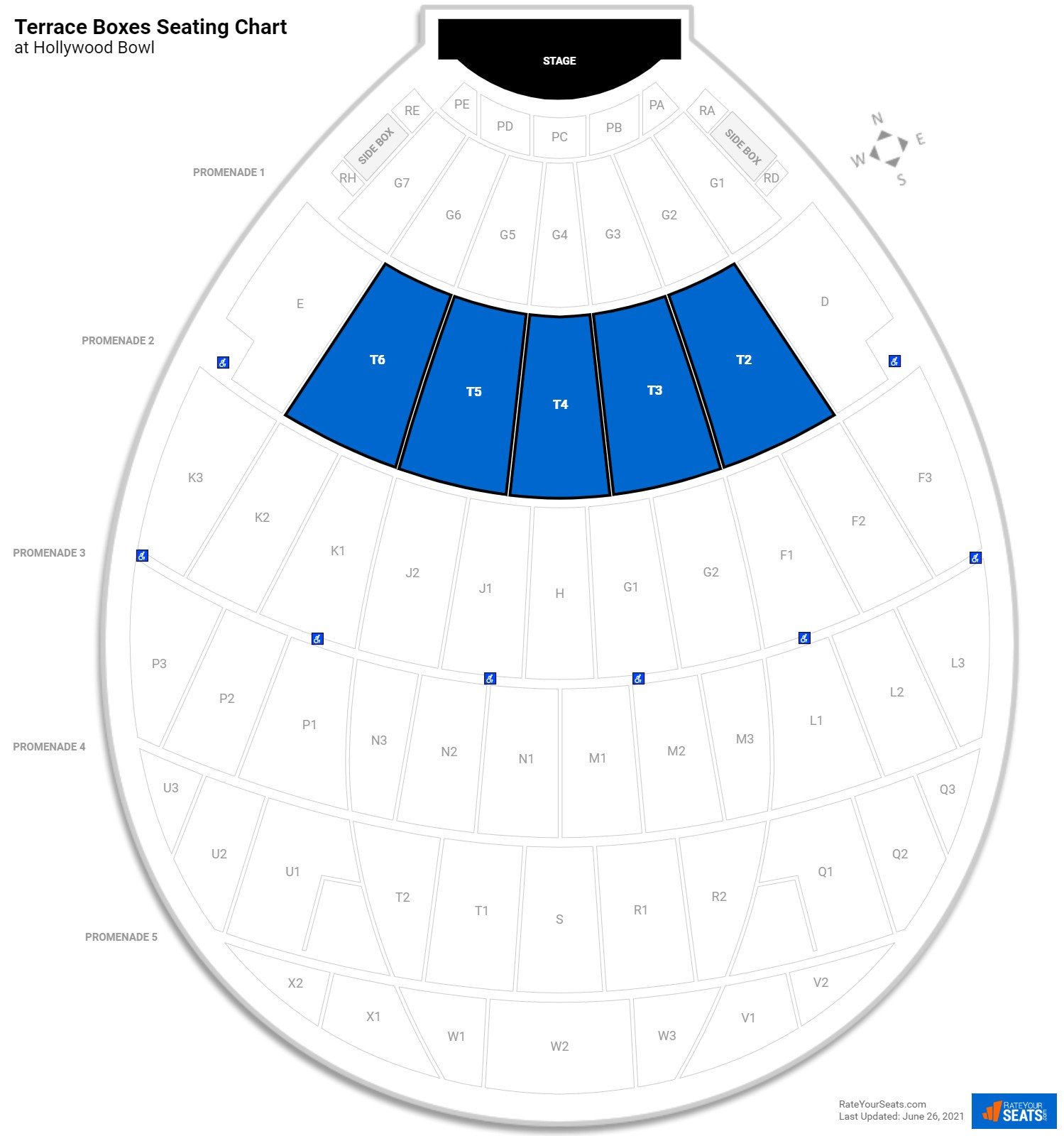 Concert Terrace Boxes Seating Chart at Hollywood Bowl