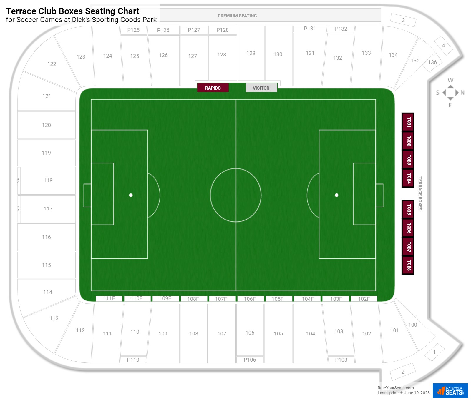 click to enlarge Soccer Terrace Club Boxes Seating Chart at Dick
