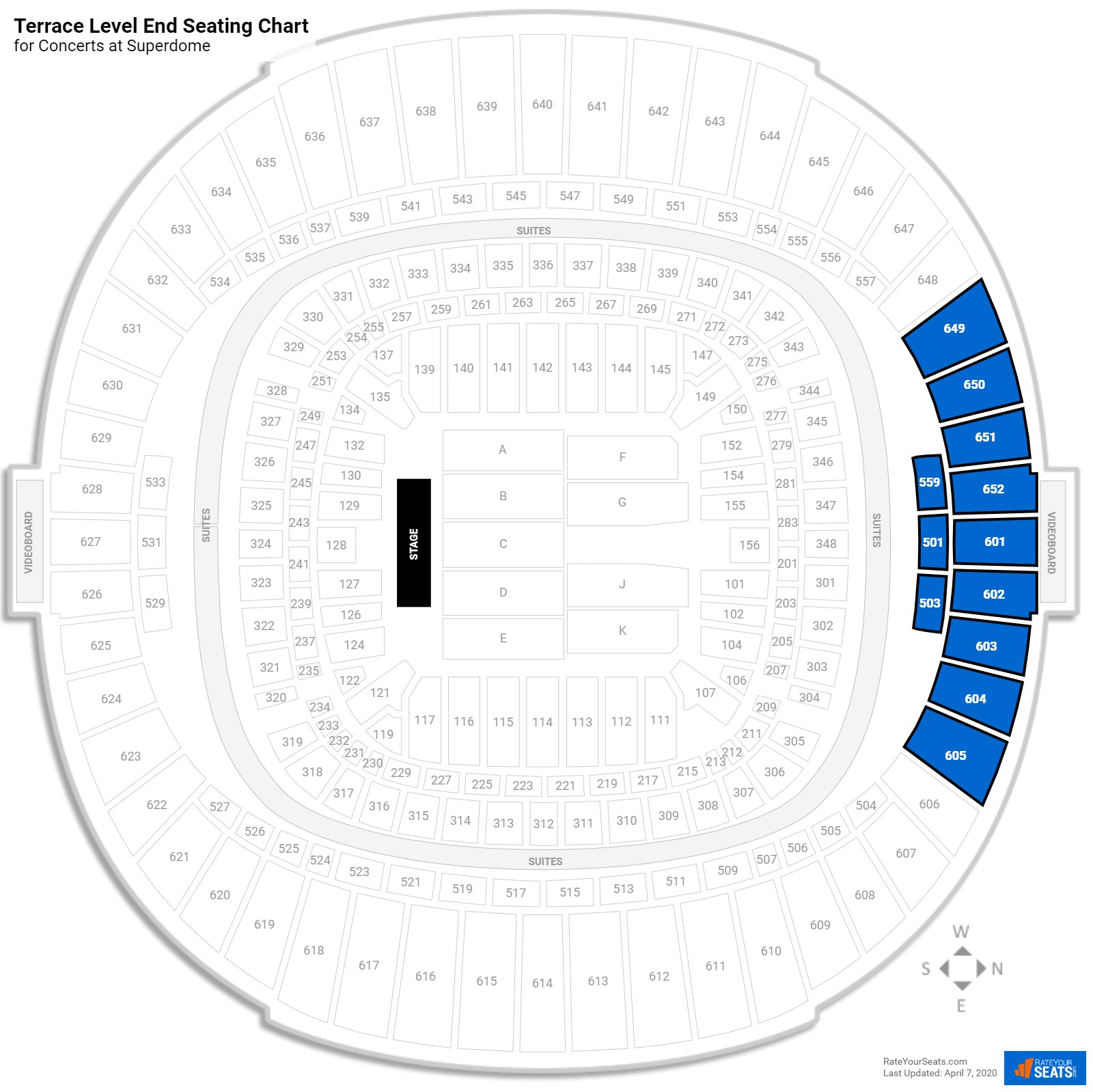 Superdome Seating for Concerts - RateYourSeats.com