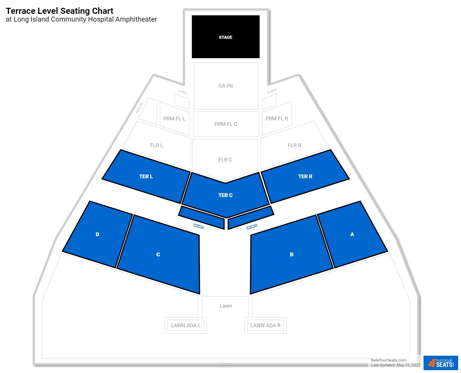 Concert Terrace Level Seating Chart at Amphitheater at Bald Hill