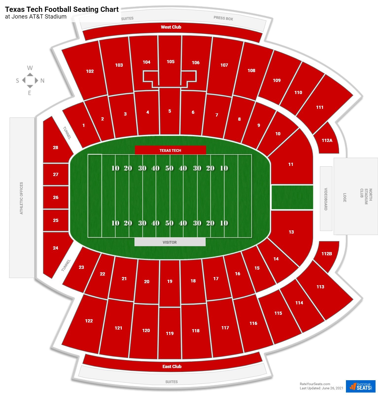 Texas Tech Red Raiders Seating Chart at Jones AT&T Stadium