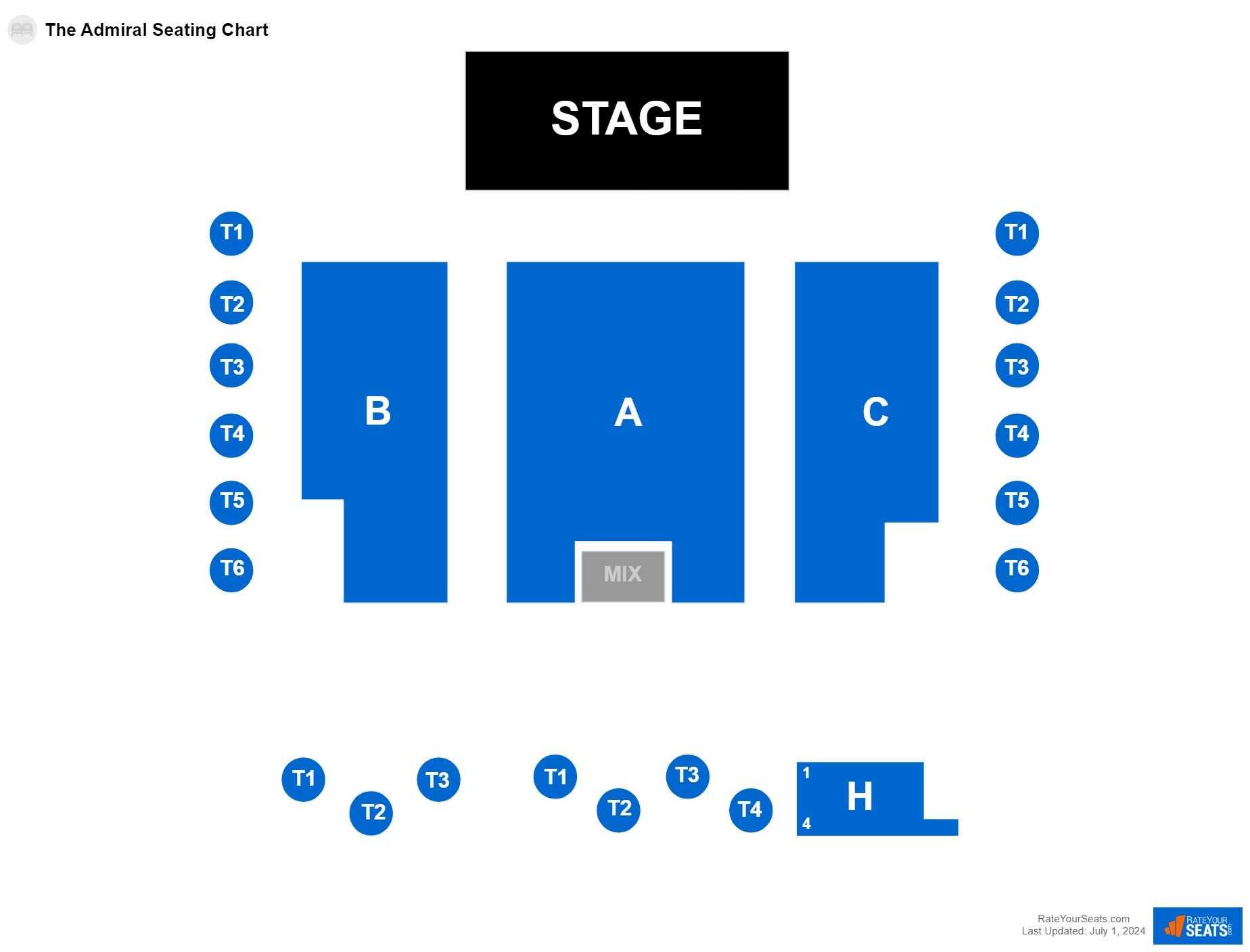 Interactive seating chart Comedy seating chart at The Admiral