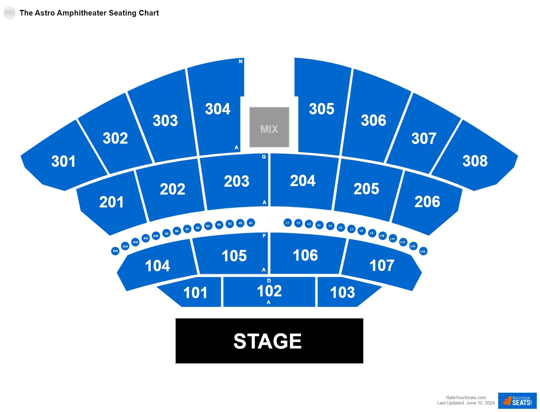 Interactive seating chart Concert seating chart at The Astro Amphitheater