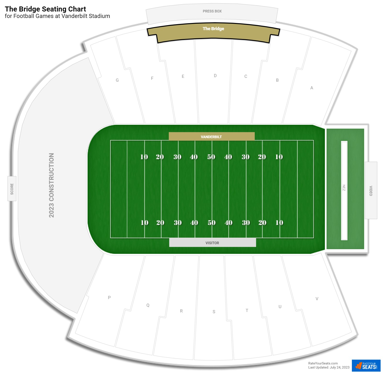 Football The Bridge Seating Chart at Vanderbilt Stadium