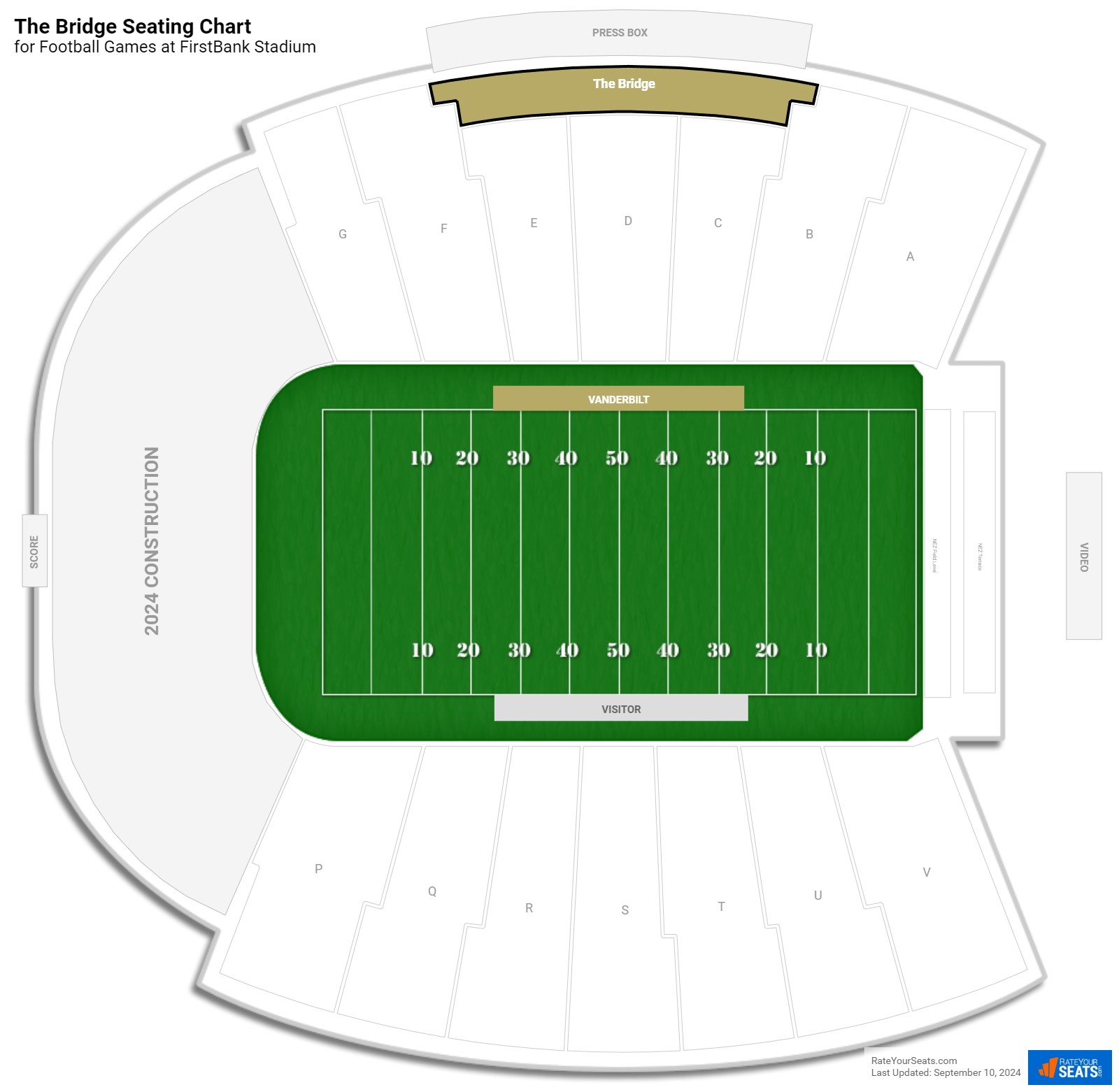 click to enlarge Football The Bridge Seating Chart at FirstBank Stadium