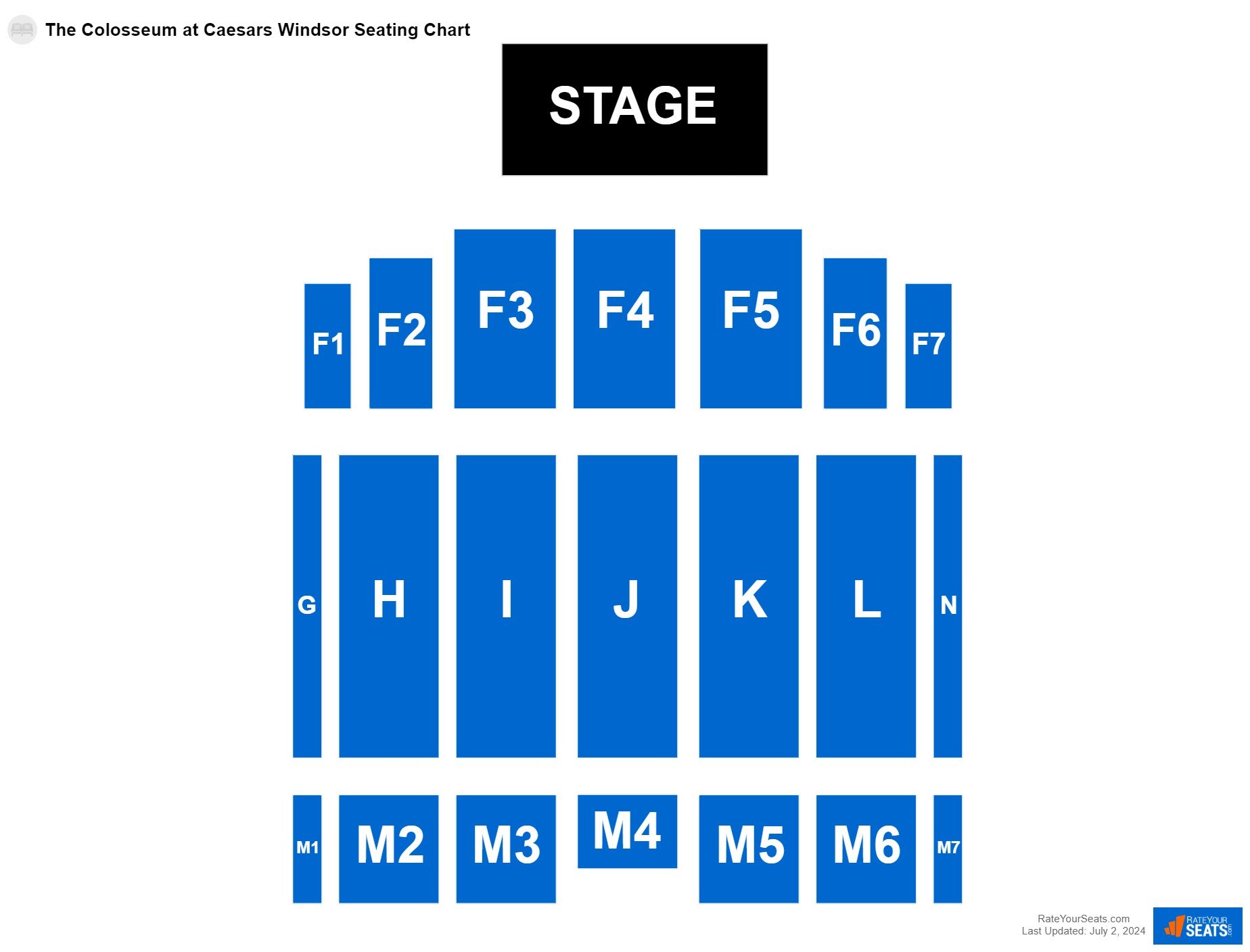 Interactive seating chart Comedy seating chart at The Colosseum at Caesars Windsor