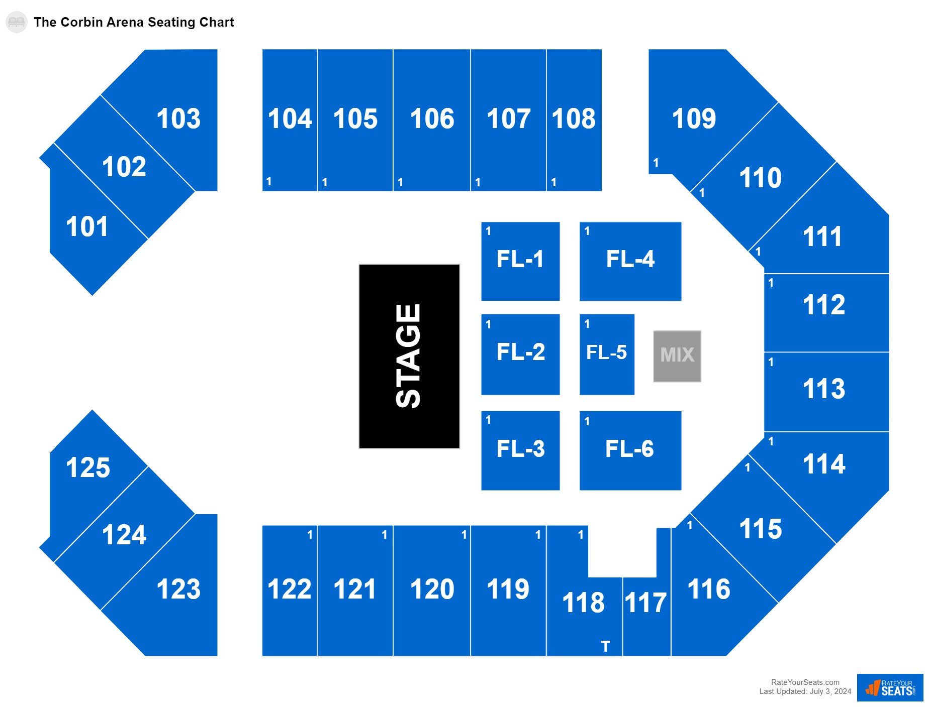 Interactive seating chart Concert seating chart at The Corbin Arena