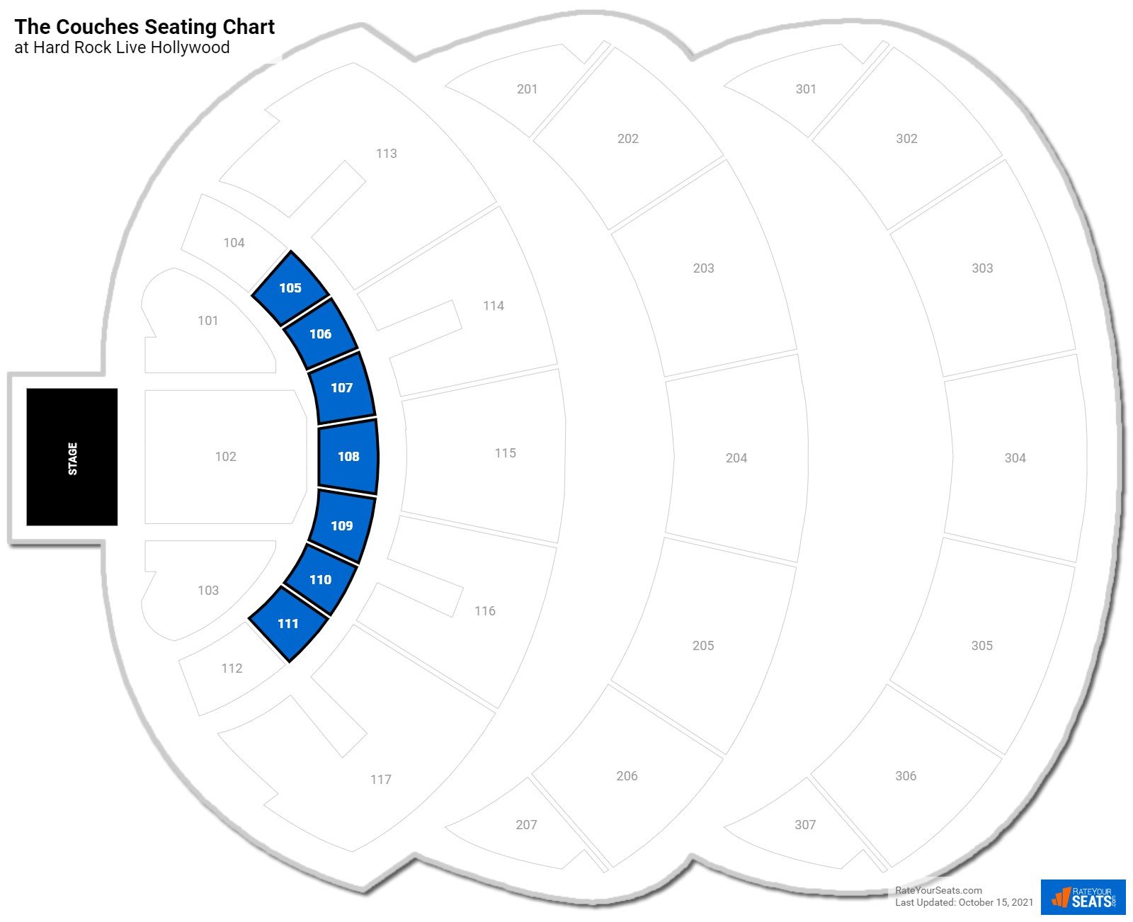 click to enlarge Concert The Couches Seating Chart at Hard Rock Live Hollywood
