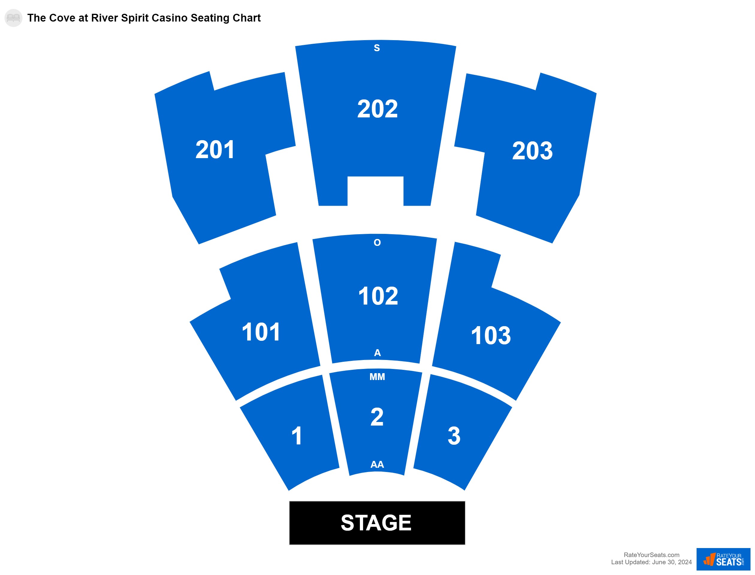 Interactive seating chart Comedy seating chart at The Cove at River Spirit Casino