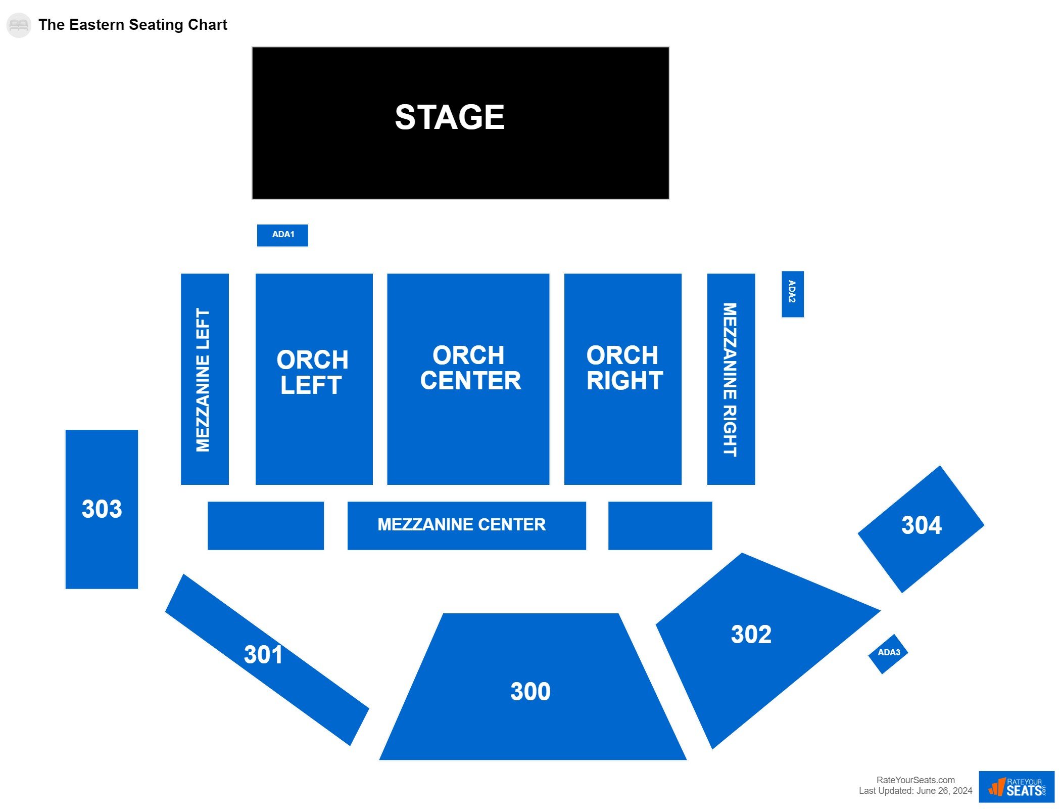 Interactive seating chart Concert seating chart at The Eastern