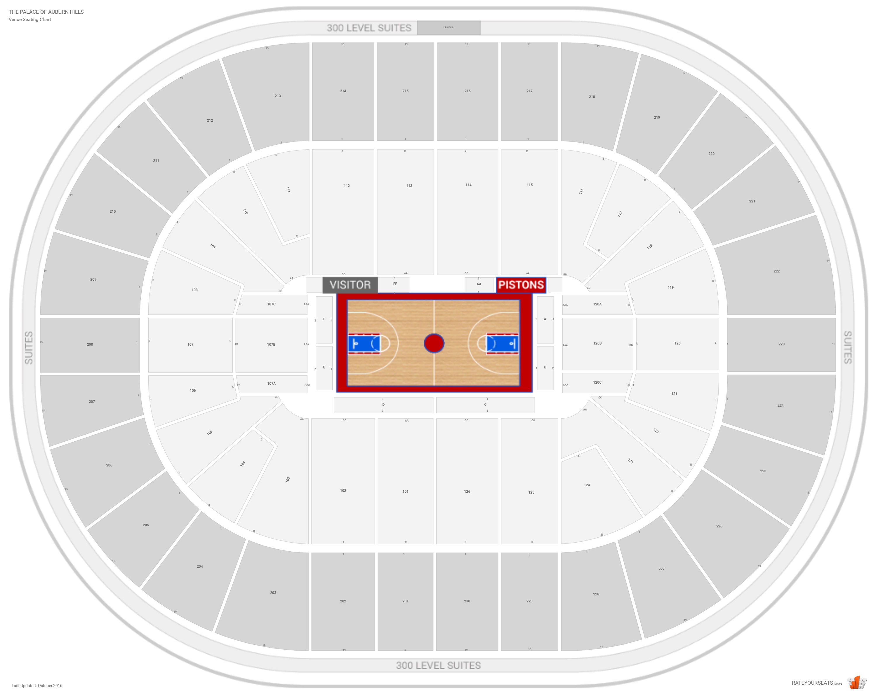 Detroit Pistons Seating Chart Palace Of Auburn Hills