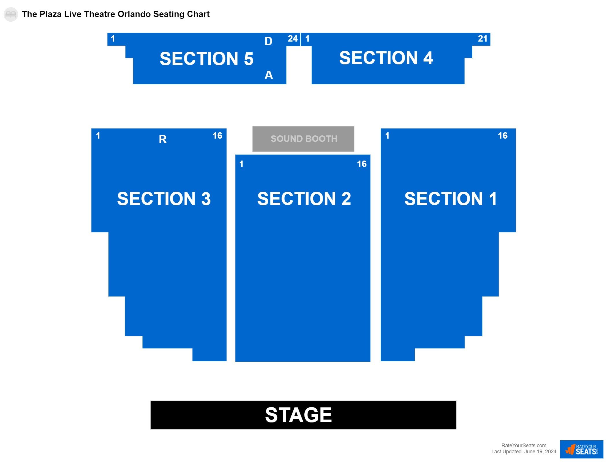 Interactive seating chart Comedy seating chart at The Plaza Live Theatre Orlando