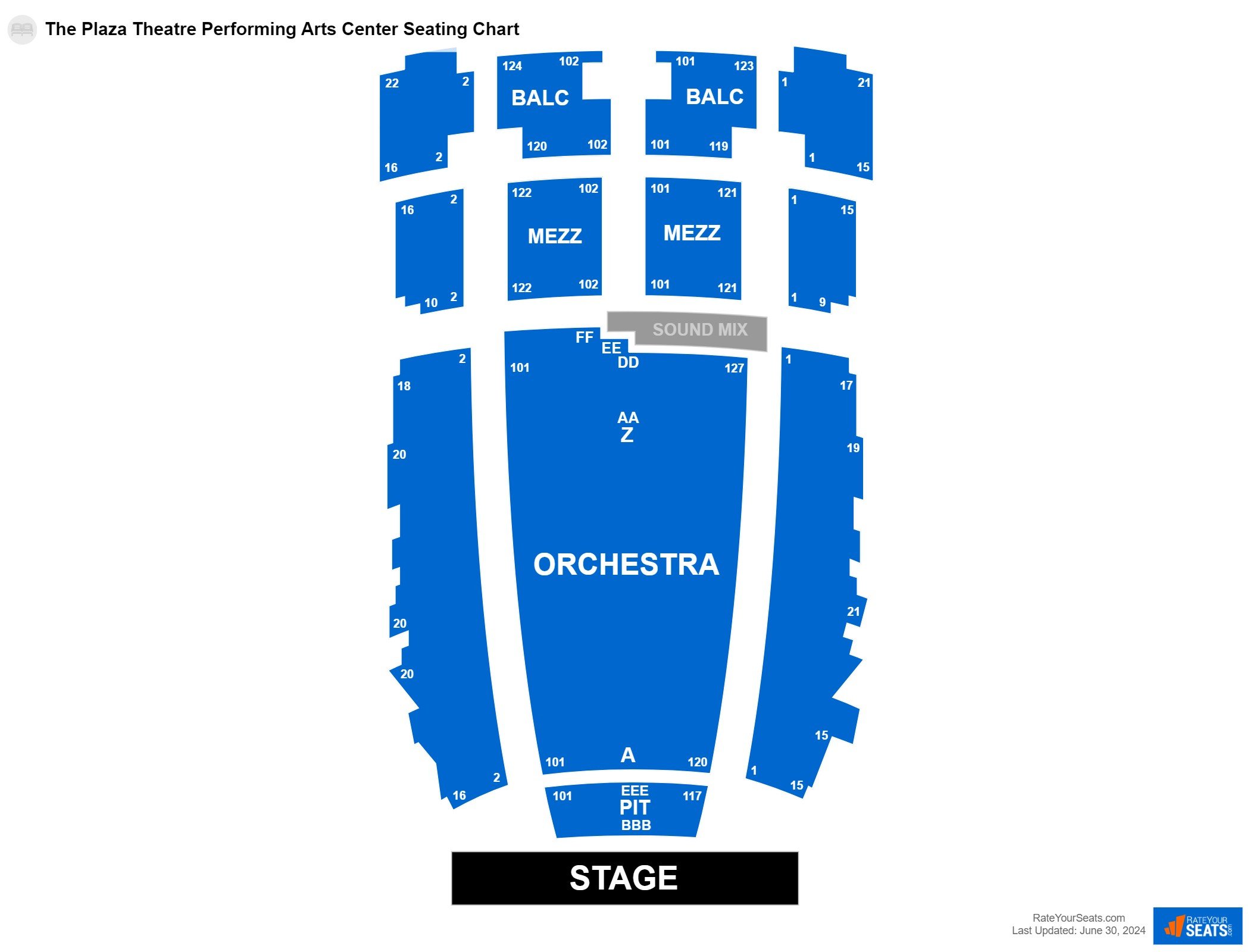 Interactive seating chart Concert seating chart at The Plaza Theatre Performing Arts Center