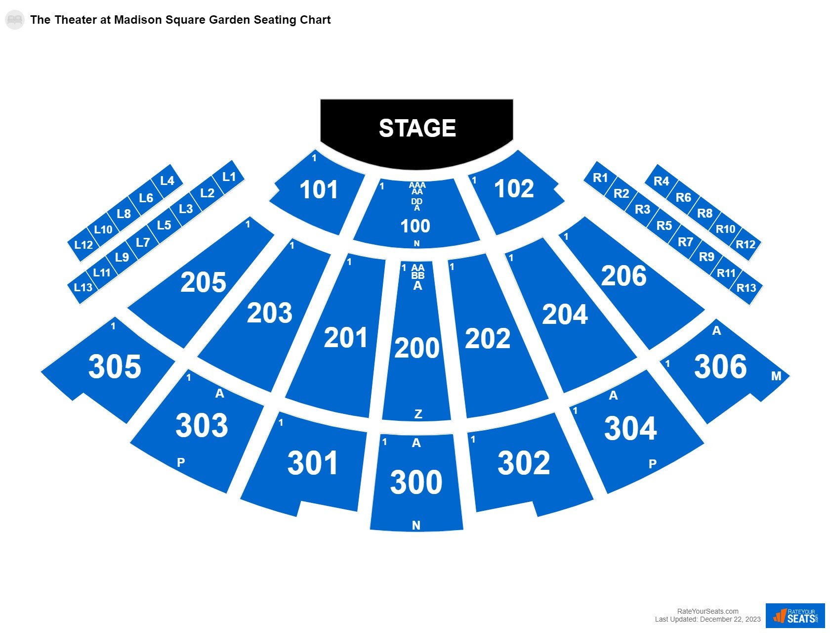Comedy seating chart at The Theater at Madison Square Garden