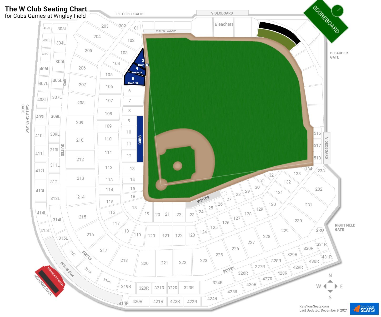 click to enlarge Cubs The W Club Seating Chart at Wrigley Field