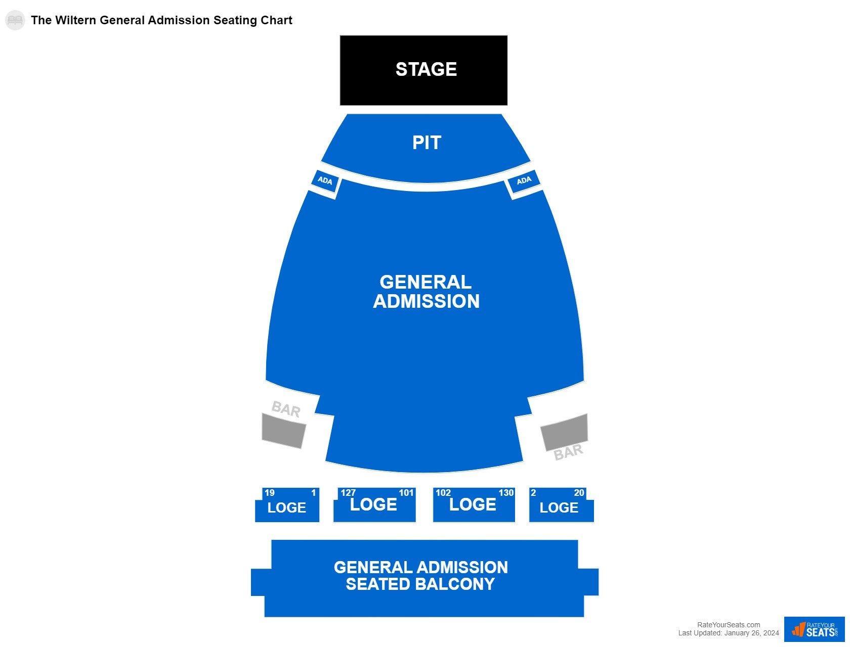 Concert seating chart at The Wiltern