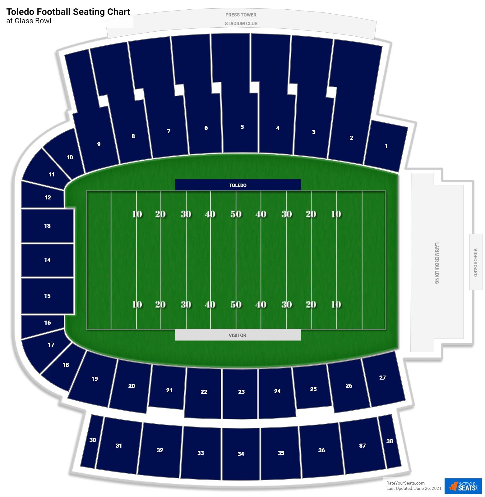 Toledo Rockets Seating Chart at Glass Bowl Stadium