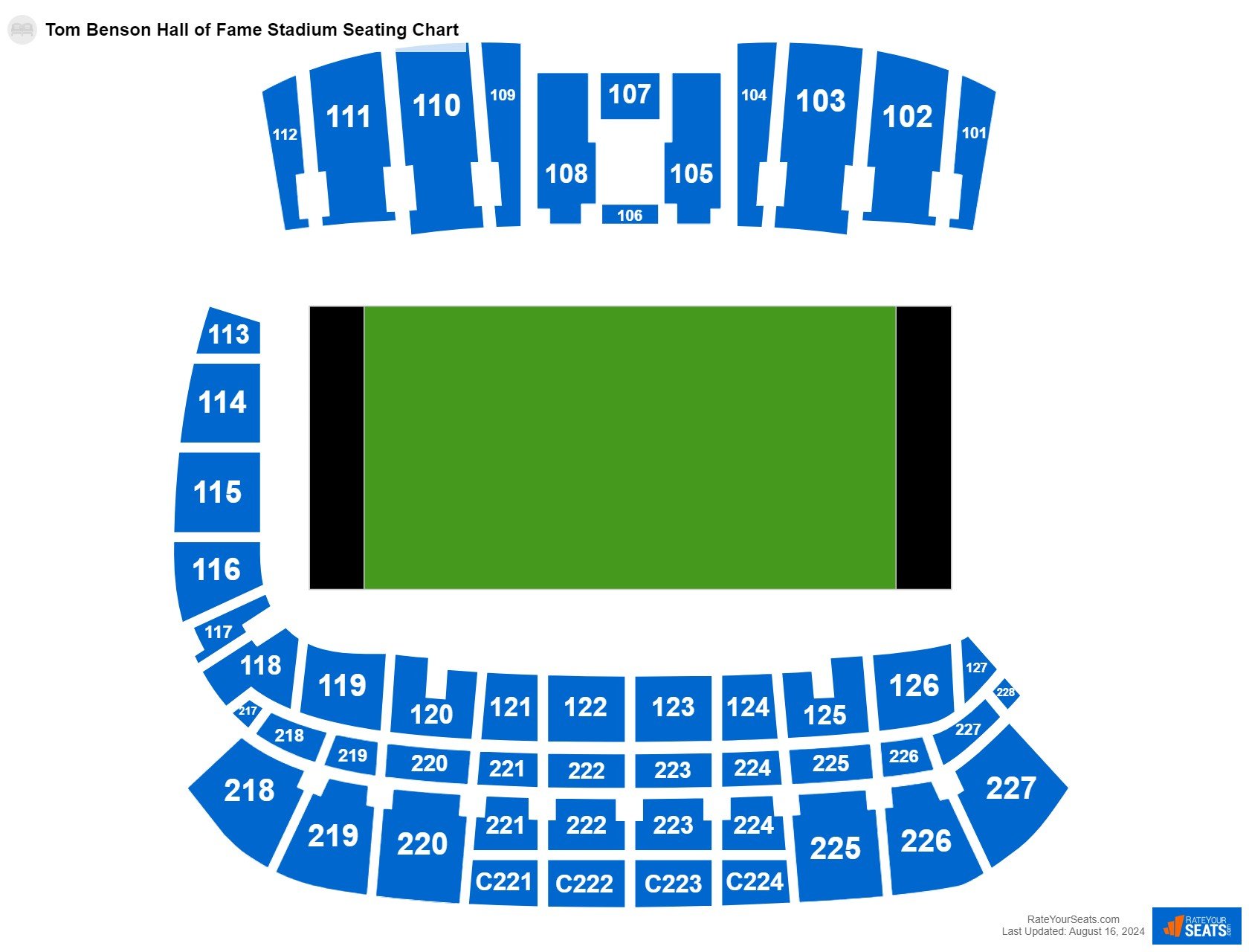 Interactive seating chart Football seating chart at Tom Benson Hall of Fame Stadium