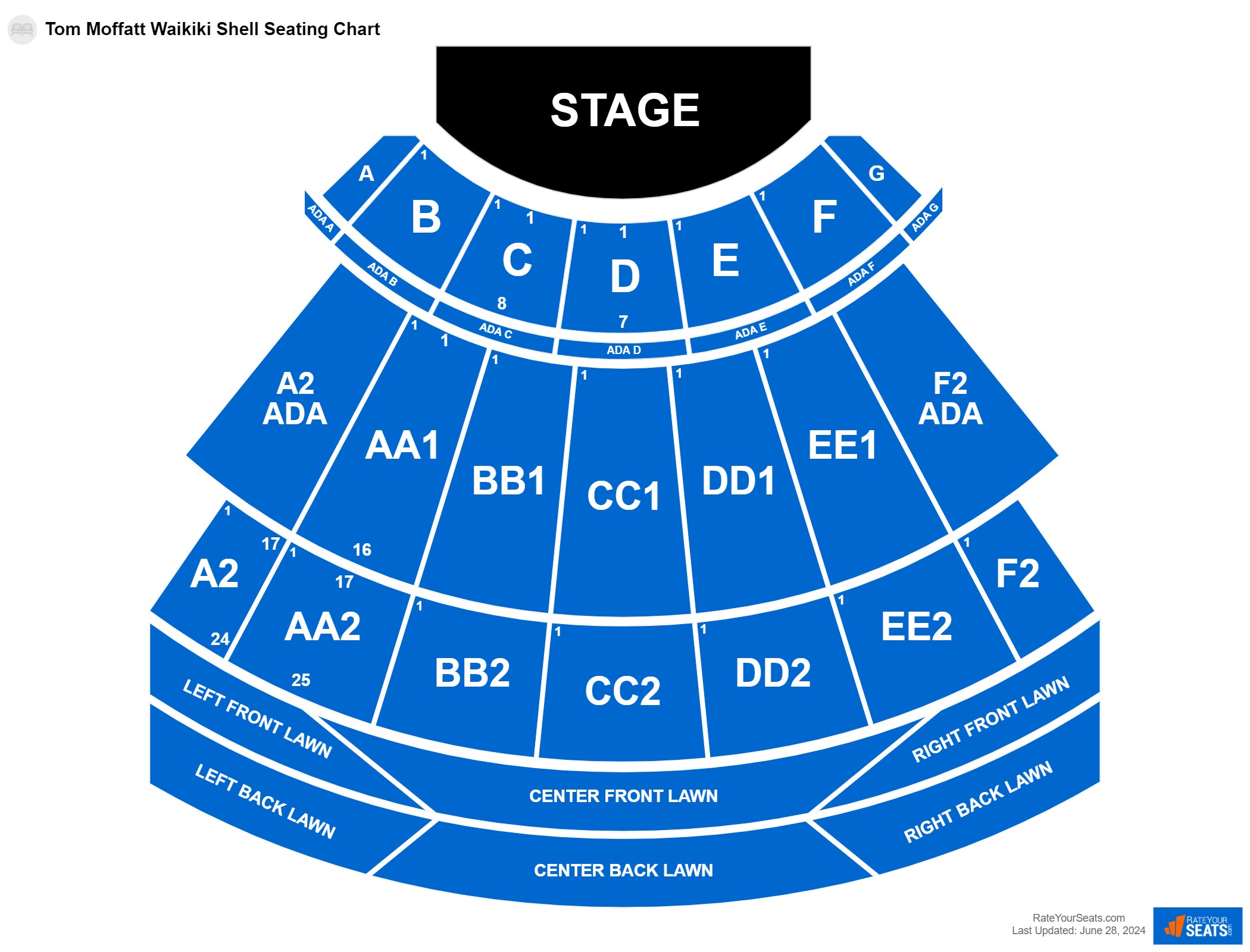 Interactive seating chart Concert seating chart at Tom Moffatt Waikiki Shell