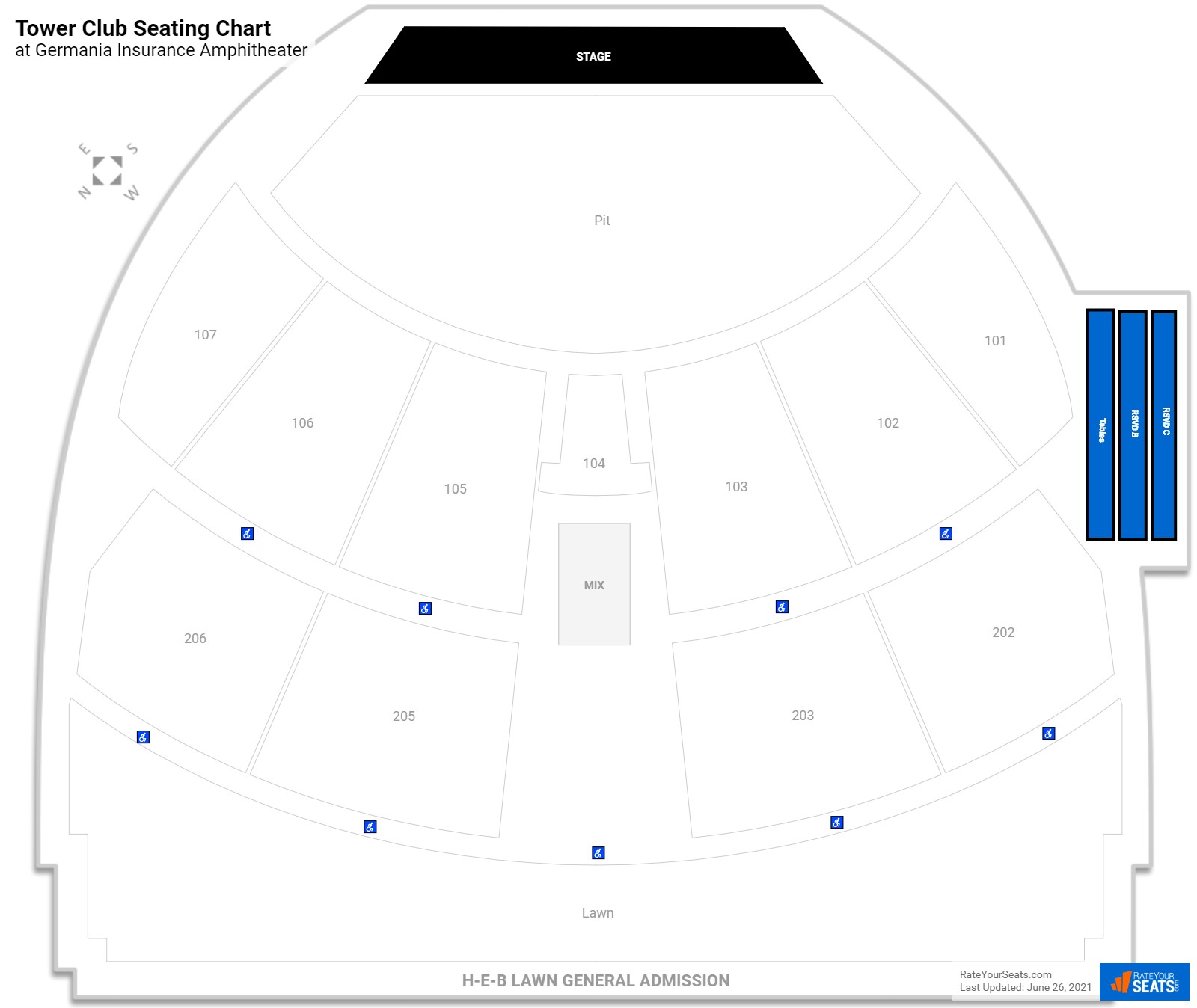 Concert Tower Club Seating Chart at Germania Insurance Amphitheater