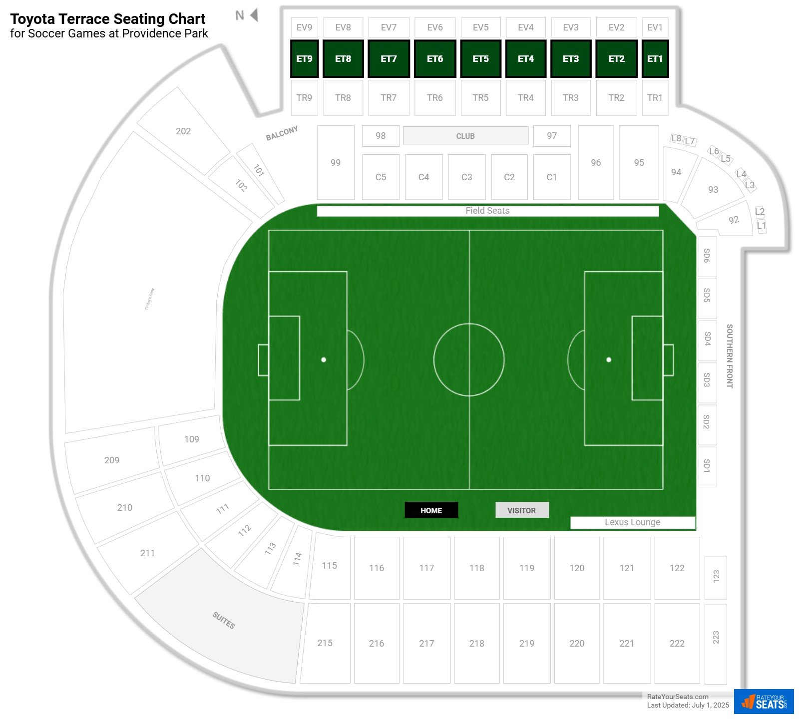 click to enlarge Soccer Toyota Terrace Seating Chart at Providence Park