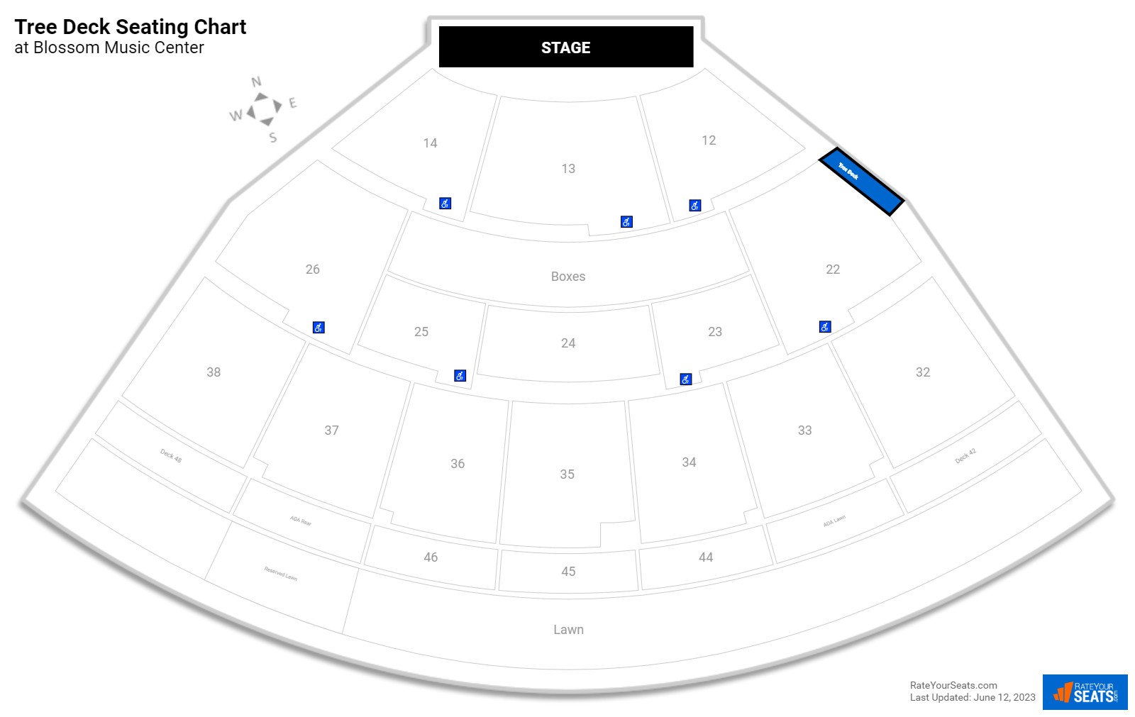 click to enlarge Concert Tree Deck Seating Chart at Blossom Music Center